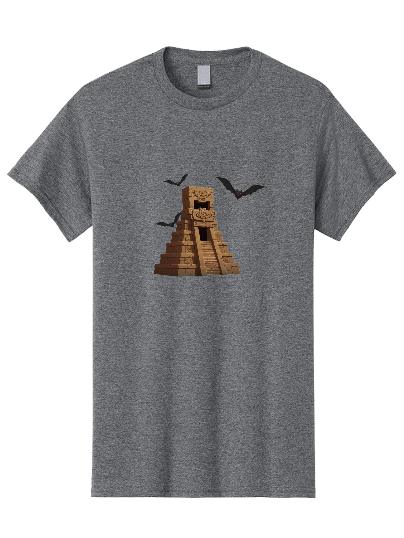 Mayan-Temple Men'S Graphic Tee, 100% Cotton, Comfortable Casual Summer Wear, Machine Washable, Mayan Temple, Ancient Architecture, Mystical Bats, Mysterious Structure, Intricate Carvings, Stairs To The Unknown, Mysterious Eyes, Bad310