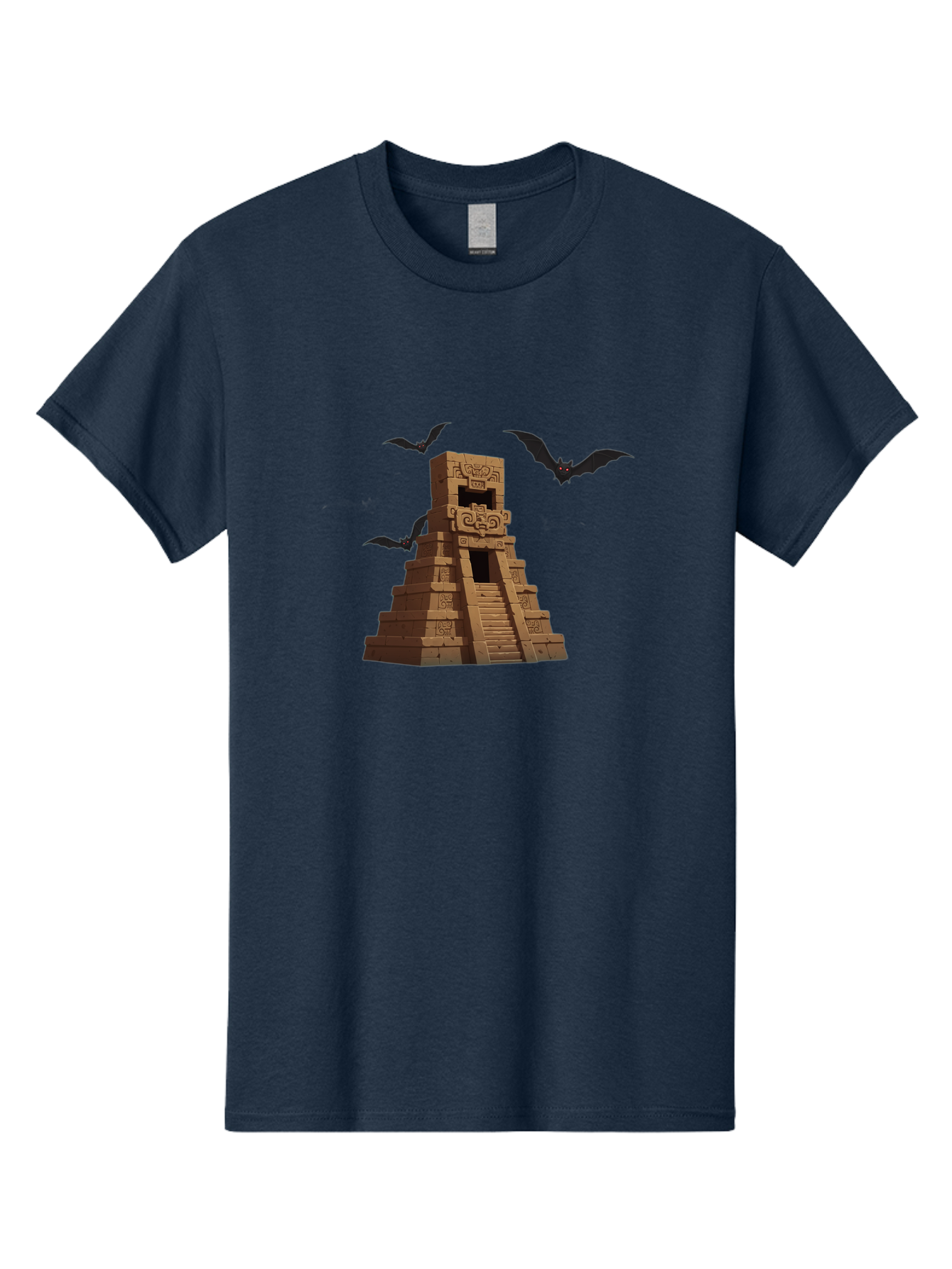 Mayan-Temple Men'S Graphic Tee, 100% Cotton, Comfortable Casual Summer Wear, Machine Washable, Mayan Temple, Ancient Architecture, Mystical Bats, Mysterious Structure, Intricate Carvings, Stairs To The Unknown, Mysterious Eyes, Bad310
