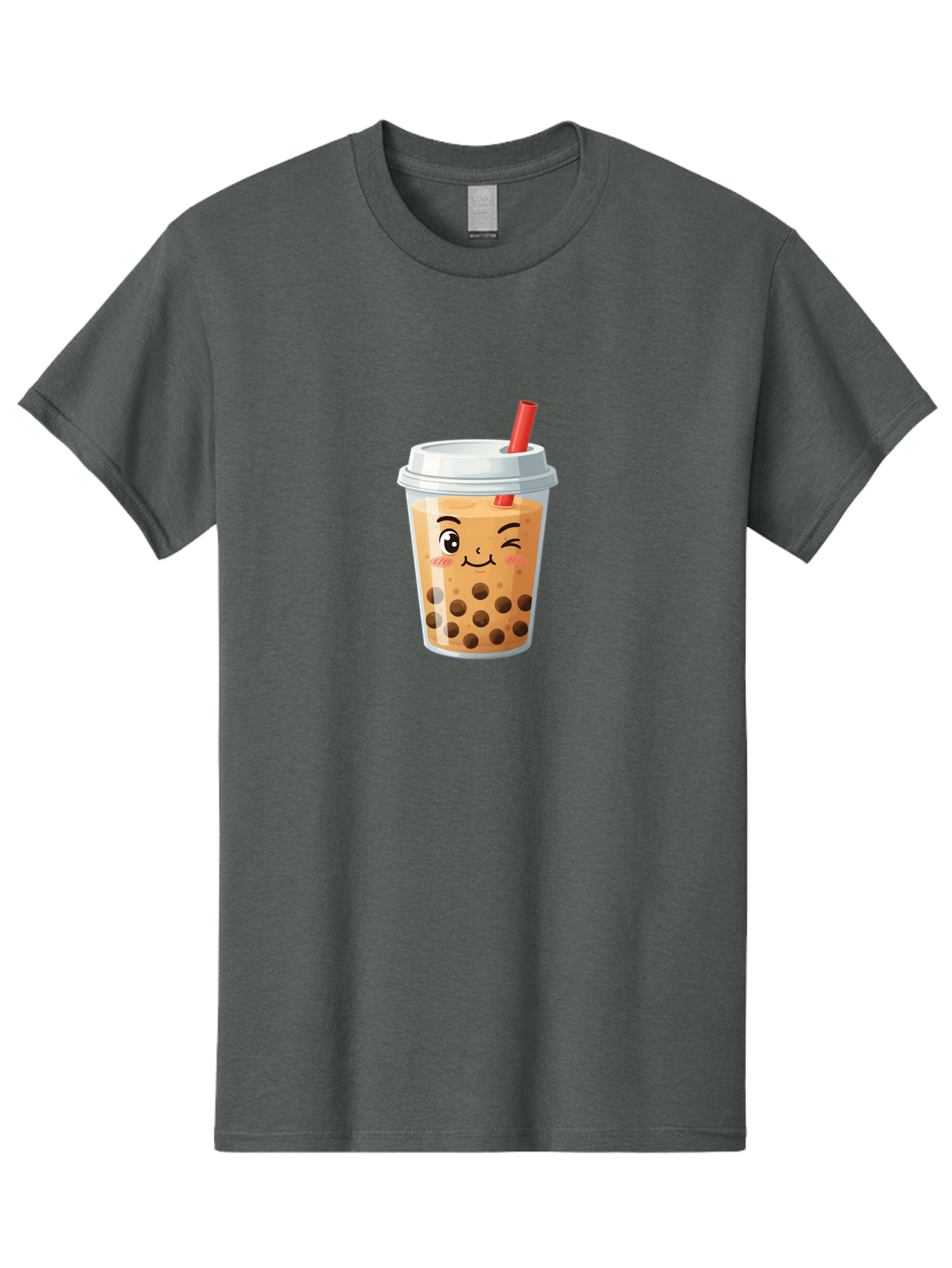 Milk-Tea-1 Men'S Graphic Tee, 100% Cotton, Comfortable Casual Summer Wear, Machine Washable, Milk Tea, Boba Tea, Bubble Tea, Cartoon Character, Cute Drink, Takeout Cup, Straw, Kawaii, Adorable Beverage, Tea Time, Fun Design Bad319