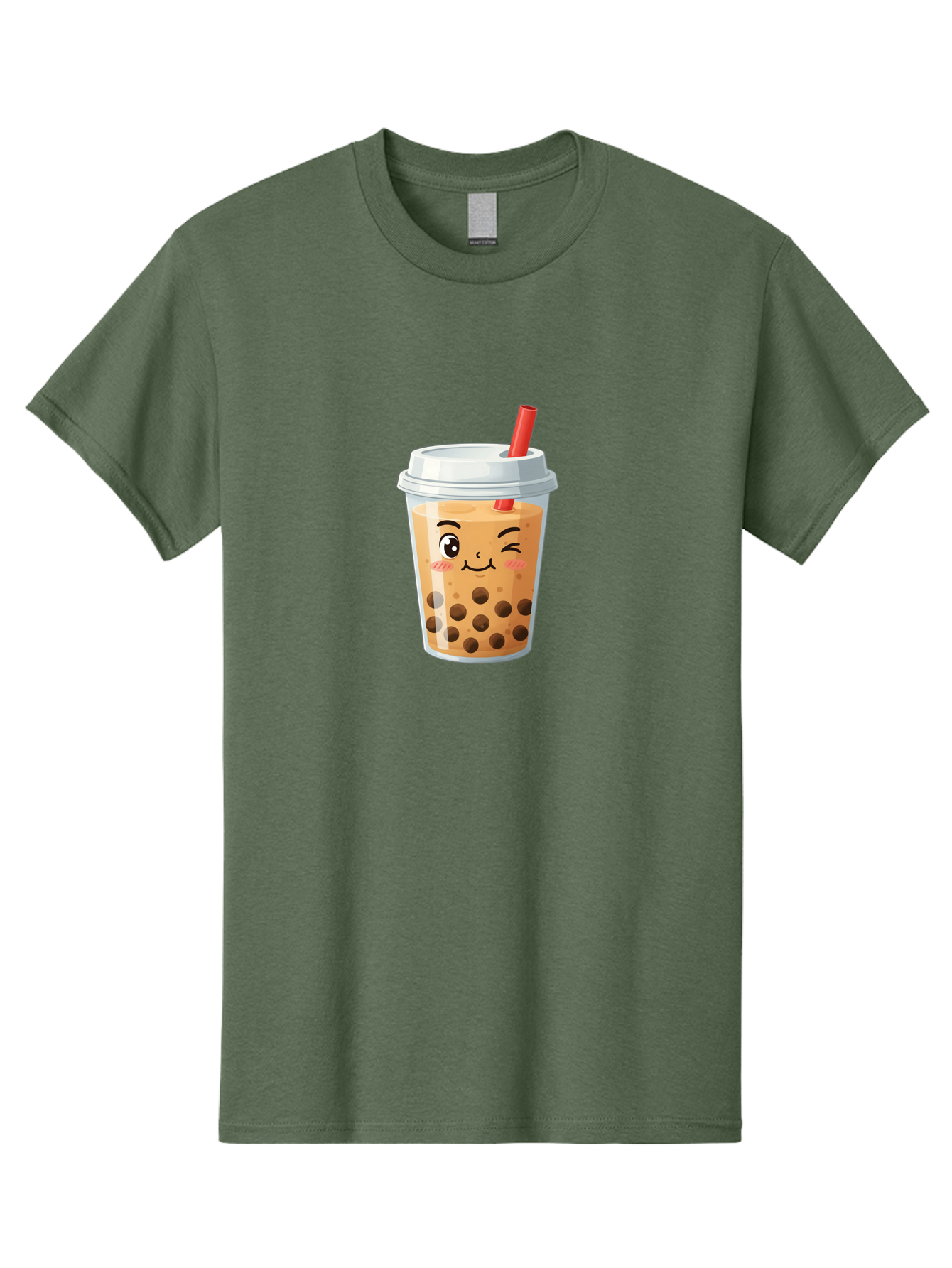 Milk-Tea-1 Men'S Graphic Tee, 100% Cotton, Comfortable Casual Summer Wear, Machine Washable, Milk Tea, Boba Tea, Bubble Tea, Cartoon Character, Cute Drink, Takeout Cup, Straw, Kawaii, Adorable Beverage, Tea Time, Fun Design Bad319