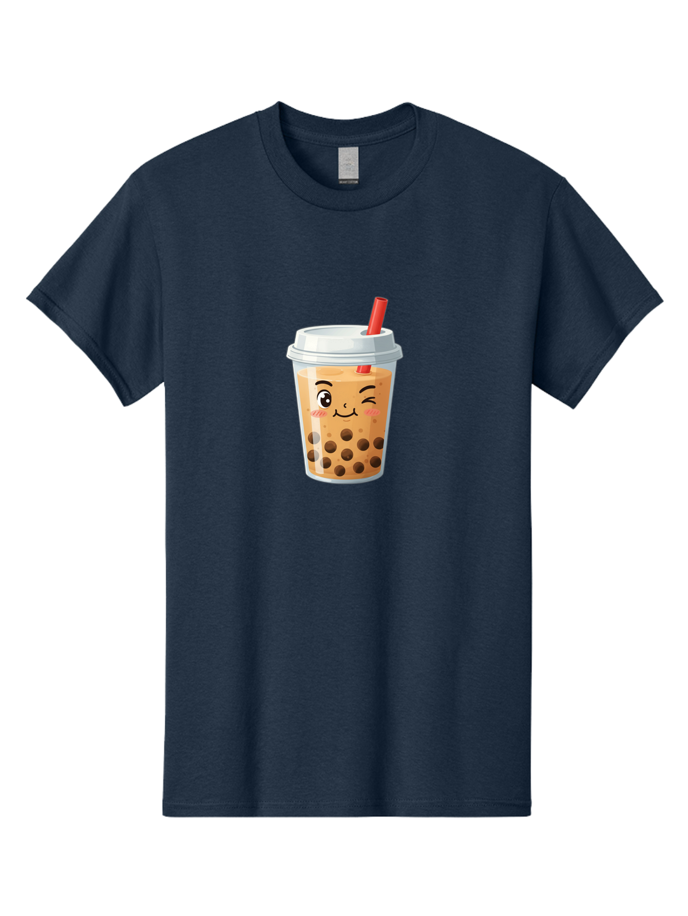 Milk-Tea-1 Men'S Graphic Tee, 100% Cotton, Comfortable Casual Summer Wear, Machine Washable, Milk Tea, Boba Tea, Bubble Tea, Cartoon Character, Cute Drink, Takeout Cup, Straw, Kawaii, Adorable Beverage, Tea Time, Fun Design Bad319