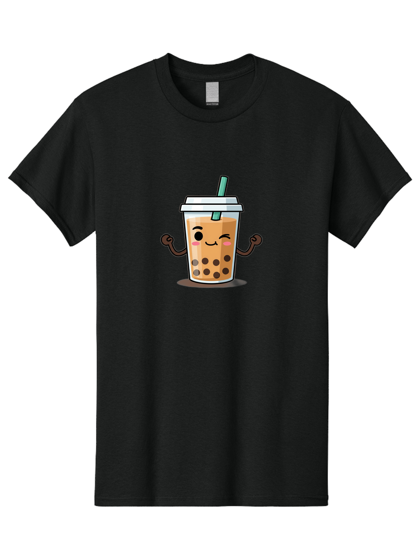 Milk-Tea-2 Men'S Graphic Tee, 100% Cotton, Comfortable Casual Summer Wear, Machine Washable, Cartoon Boba Tea, Milk Tea With Boba, Adorable Drink, Flexing Boba Tea, Cute Beverage, Kawaii Boba, Smiling Drink, Bubble Tea Character, Bad320