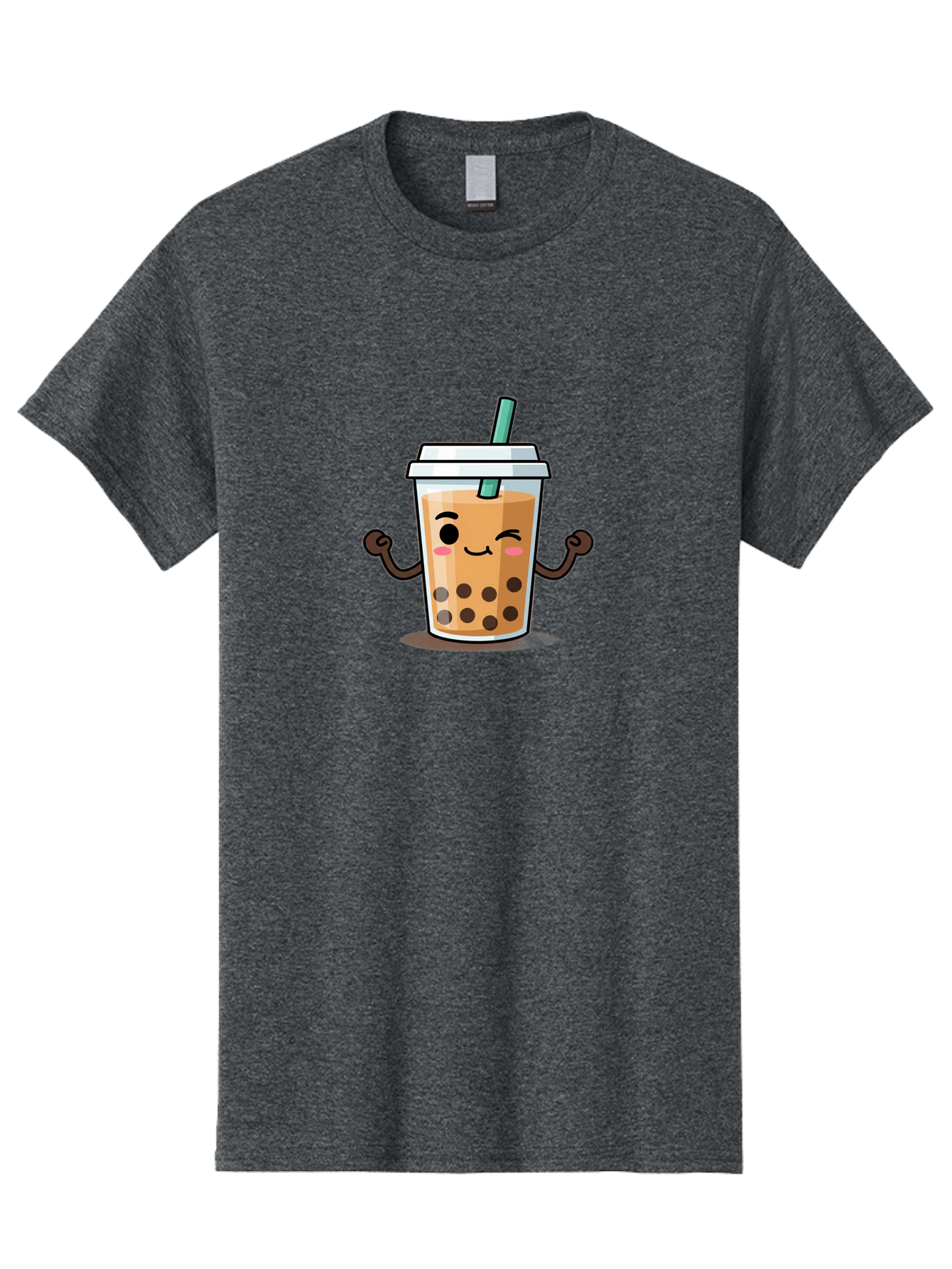 Milk-Tea-2 Men'S Graphic Tee, 100% Cotton, Comfortable Casual Summer Wear, Machine Washable, Cartoon Boba Tea, Milk Tea With Boba, Adorable Drink, Flexing Boba Tea, Cute Beverage, Kawaii Boba, Smiling Drink, Bubble Tea Character, Bad320