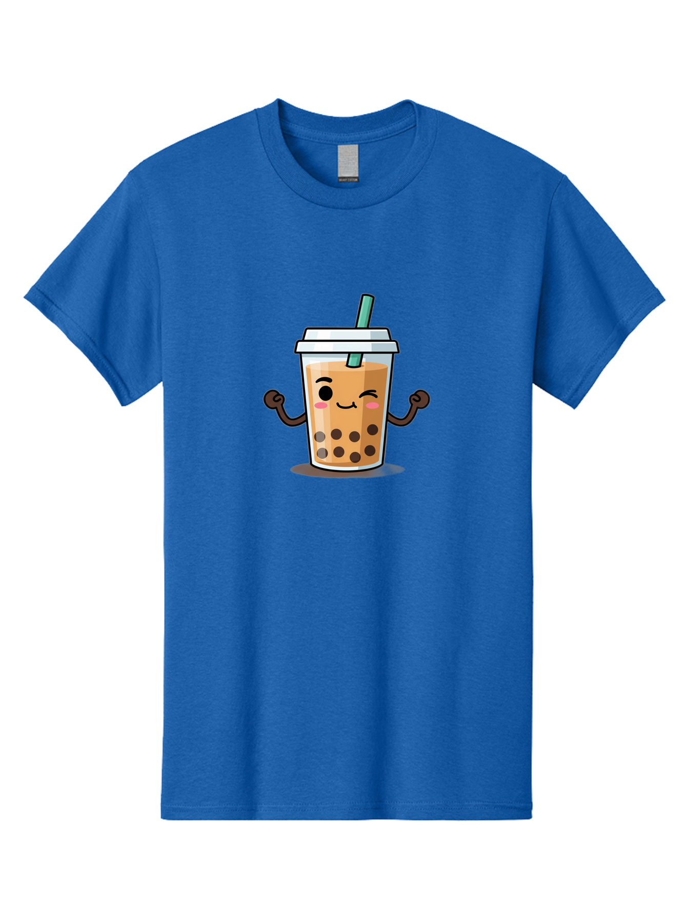 Milk-Tea-2 Men'S Graphic Tee, 100% Cotton, Comfortable Casual Summer Wear, Machine Washable, Cartoon Boba Tea, Milk Tea With Boba, Adorable Drink, Flexing Boba Tea, Cute Beverage, Kawaii Boba, Smiling Drink, Bubble Tea Character, Bad320
