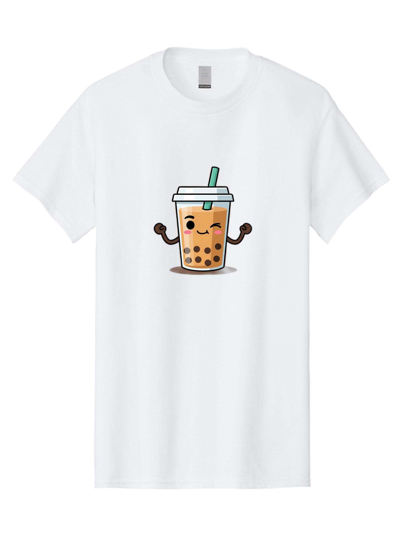 Milk-Tea-2 Men'S Graphic Tee, 100% Cotton, Comfortable Casual Summer Wear, Machine Washable, Cartoon Boba Tea, Milk Tea With Boba, Adorable Drink, Flexing Boba Tea, Cute Beverage, Kawaii Boba, Smiling Drink, Bubble Tea Character, Bad320
