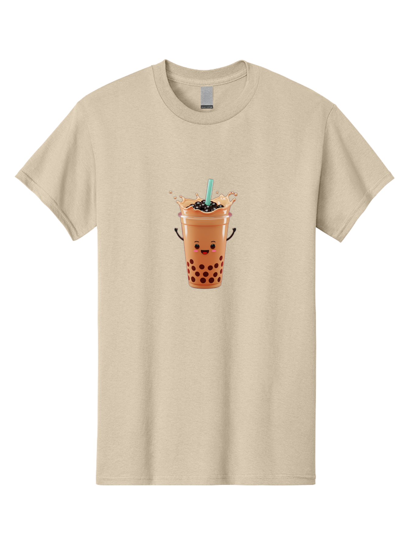 Milk-Tea Men'S Graphic Tee, 100% Cotton, Comfortable Casual Summer Wear, Machine Washable, Boba Tea, Milk Tea, Tapioca Pearls, Bubble Tea, Cartoon Character, Cute Drink, Fun Beverage, Refreshing Tea, Sweet Treat, Tea Lover Bad321