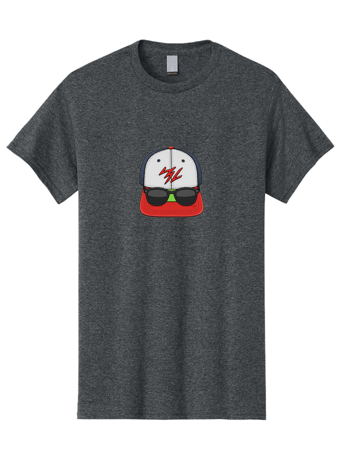 Mlb-Cap-Sunglasses Men'S Graphic Tee, 100% Cotton, Comfortable Casual Summer Wear, Machine Washable, Baseball Cap, Sunglasses, Red And White, Mlb Logo, Stylized Graphic, Sports Apparel, Fashion Accessory, Trendy Illustration, Logo Design, Bad329