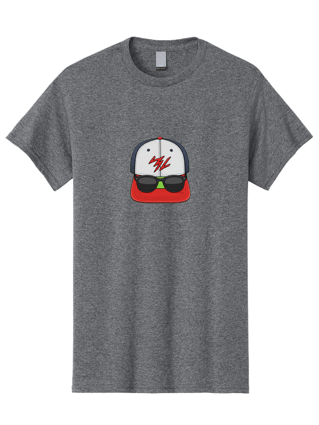 Mlb-Cap-Sunglasses Men'S Graphic Tee, 100% Cotton, Comfortable Casual Summer Wear, Machine Washable, Baseball Cap, Sunglasses, Red And White, Mlb Logo, Stylized Graphic, Sports Apparel, Fashion Accessory, Trendy Illustration, Logo Design, Bad329