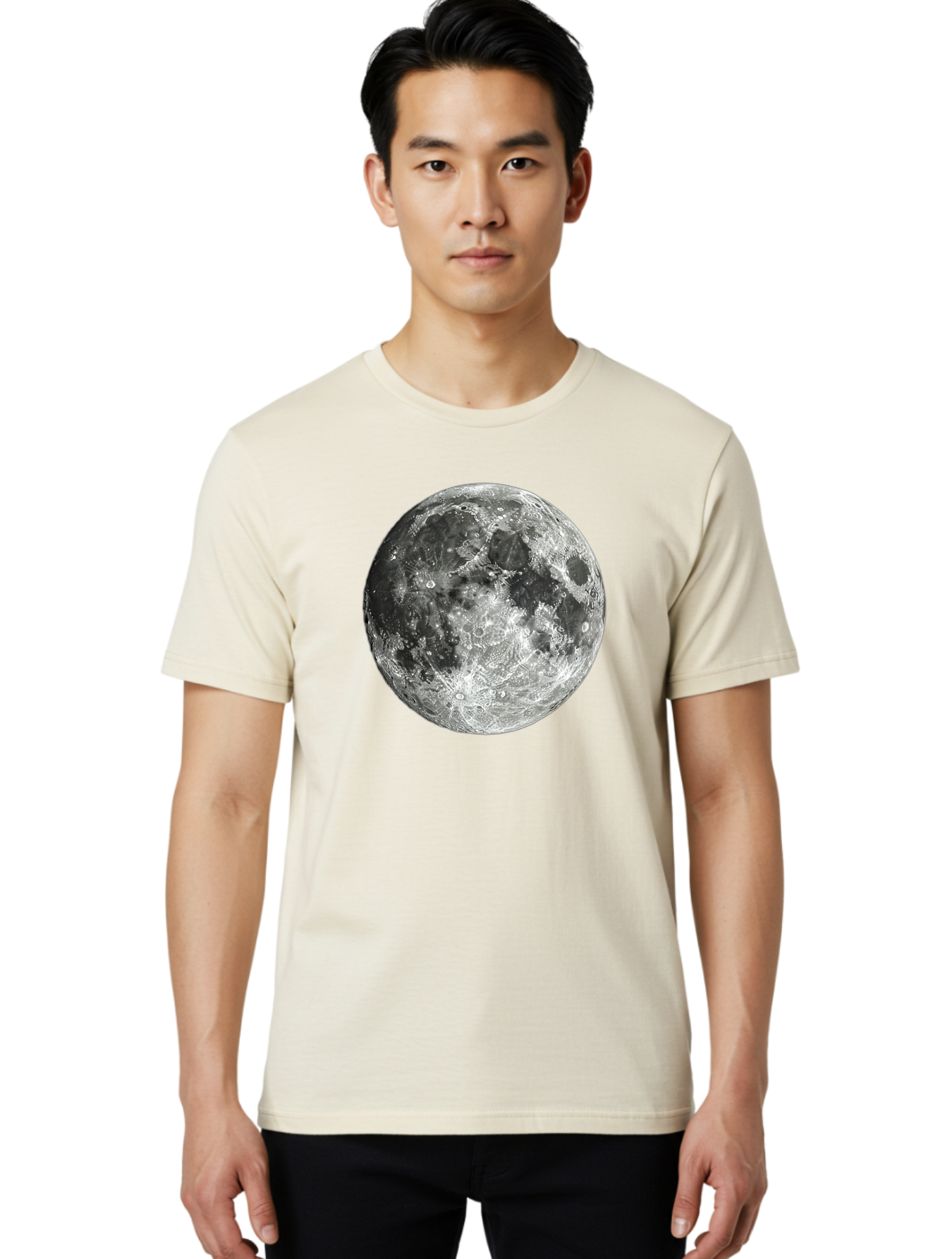 Moon-1 Men'S Graphic Tee, 100% Cotton, Comfortable Casual Summer Wear, Machine Washable, Lunar Surface, Cratered Terrain, Moon'S Topography, Astronomical Body, Night Sky, Space Exploration, Celestial Object, Moonlit Landscape Bad334