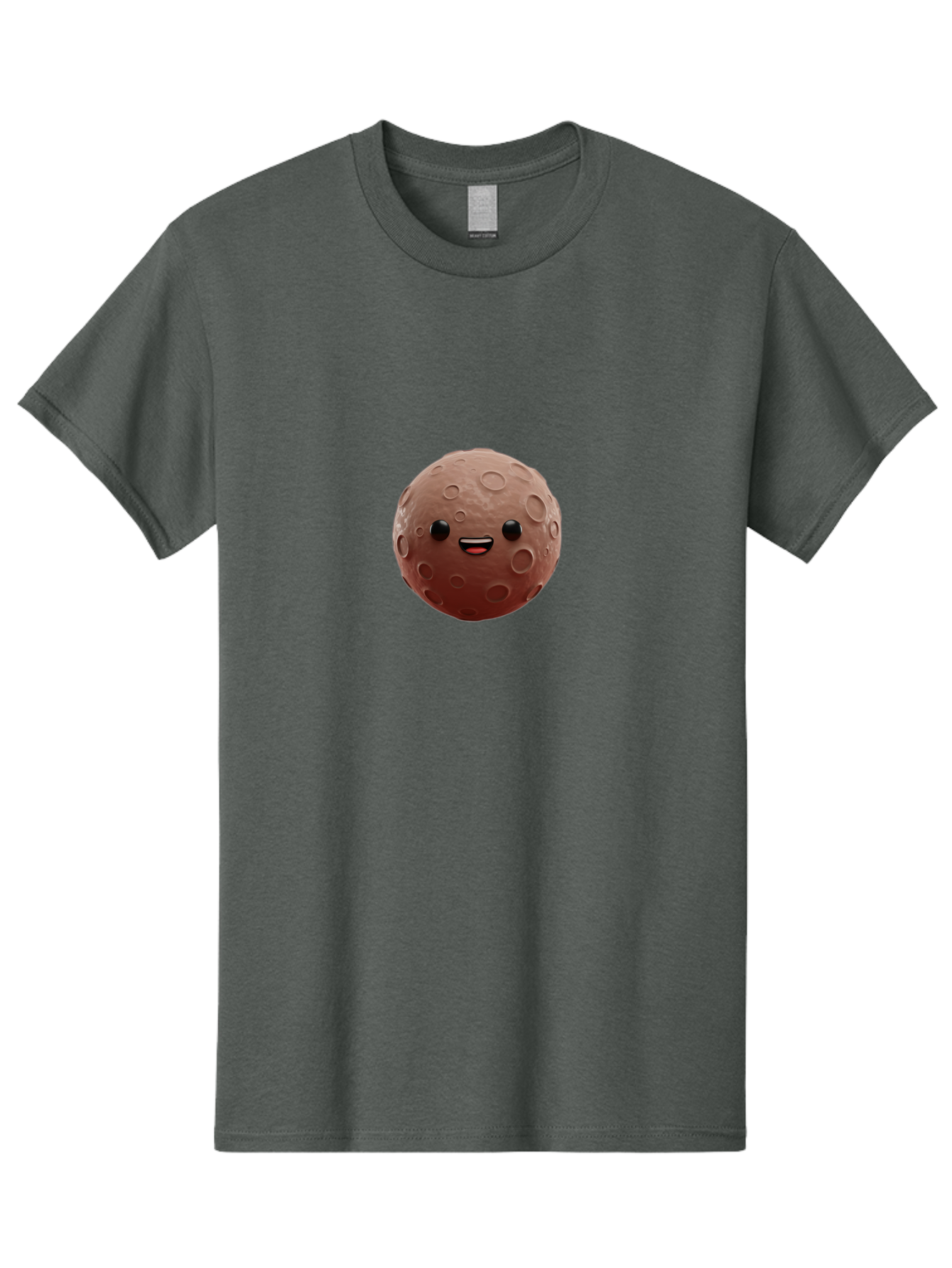 Moon-Character Men'S Graphic Tee, 100% Cotton, Comfortable Casual Summer Wear, Machine Washable, Cartoon Moon, Smiling Face, Lunar Surface, Craters, Adorable Character, Digital Illustration, 3D Rendering, Kawaii Art, Moon Emoji, Emoticon, Bad335