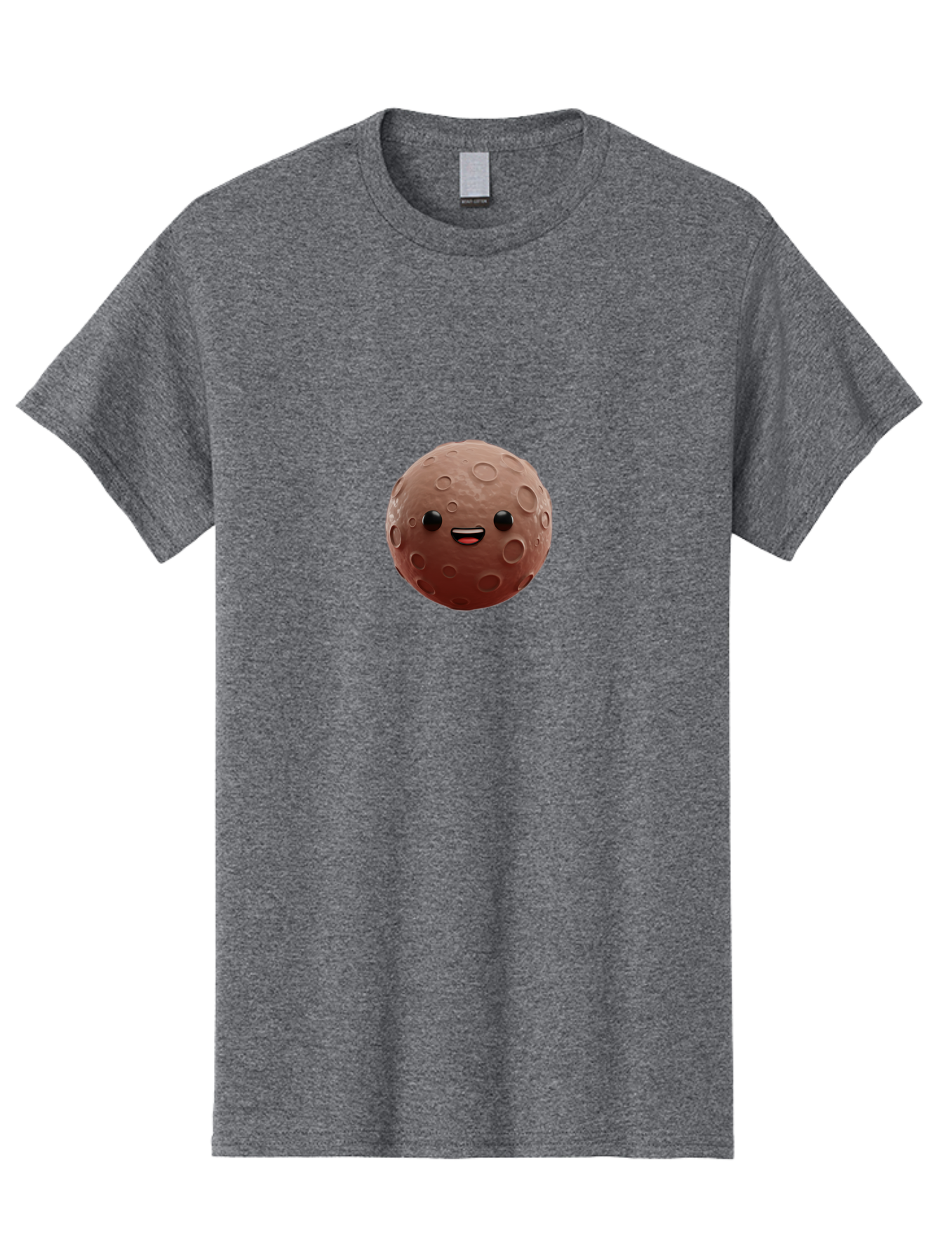 Moon-Character Men'S Graphic Tee, 100% Cotton, Comfortable Casual Summer Wear, Machine Washable, Cartoon Moon, Smiling Face, Lunar Surface, Craters, Adorable Character, Digital Illustration, 3D Rendering, Kawaii Art, Moon Emoji, Emoticon, Bad335