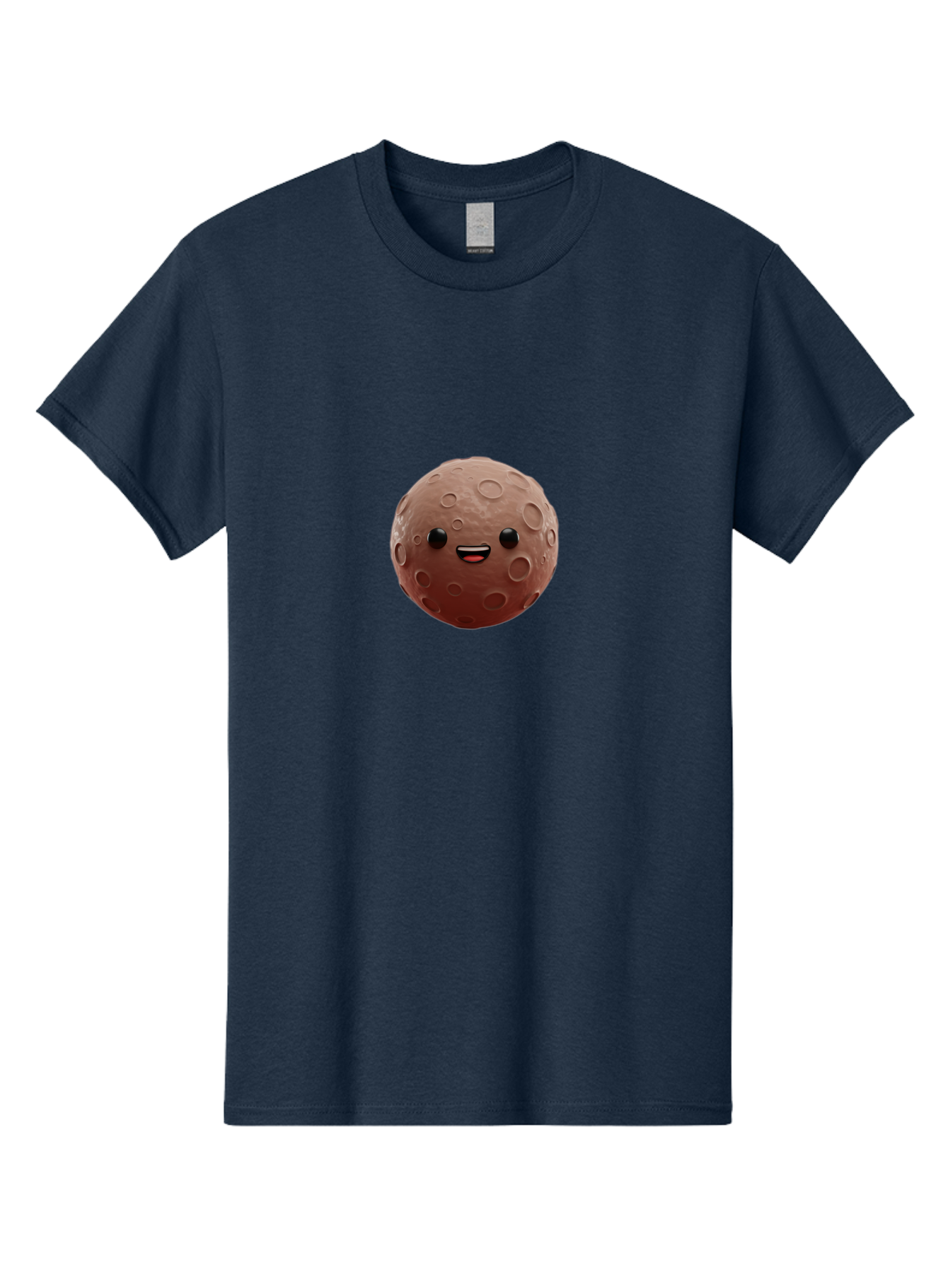 Moon-Character Men'S Graphic Tee, 100% Cotton, Comfortable Casual Summer Wear, Machine Washable, Cartoon Moon, Smiling Face, Lunar Surface, Craters, Adorable Character, Digital Illustration, 3D Rendering, Kawaii Art, Moon Emoji, Emoticon, Bad335