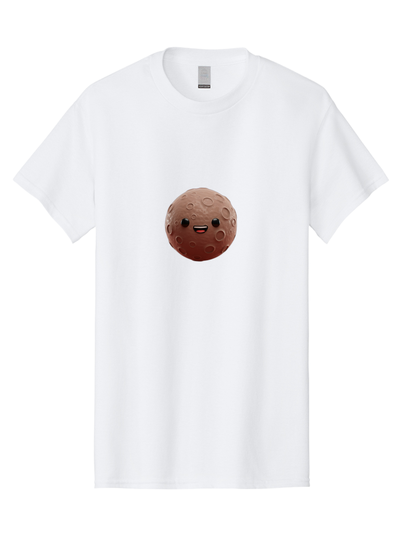 Moon-Character Men'S Graphic Tee, 100% Cotton, Comfortable Casual Summer Wear, Machine Washable, Cartoon Moon, Smiling Face, Lunar Surface, Craters, Adorable Character, Digital Illustration, 3D Rendering, Kawaii Art, Moon Emoji, Emoticon, Bad335