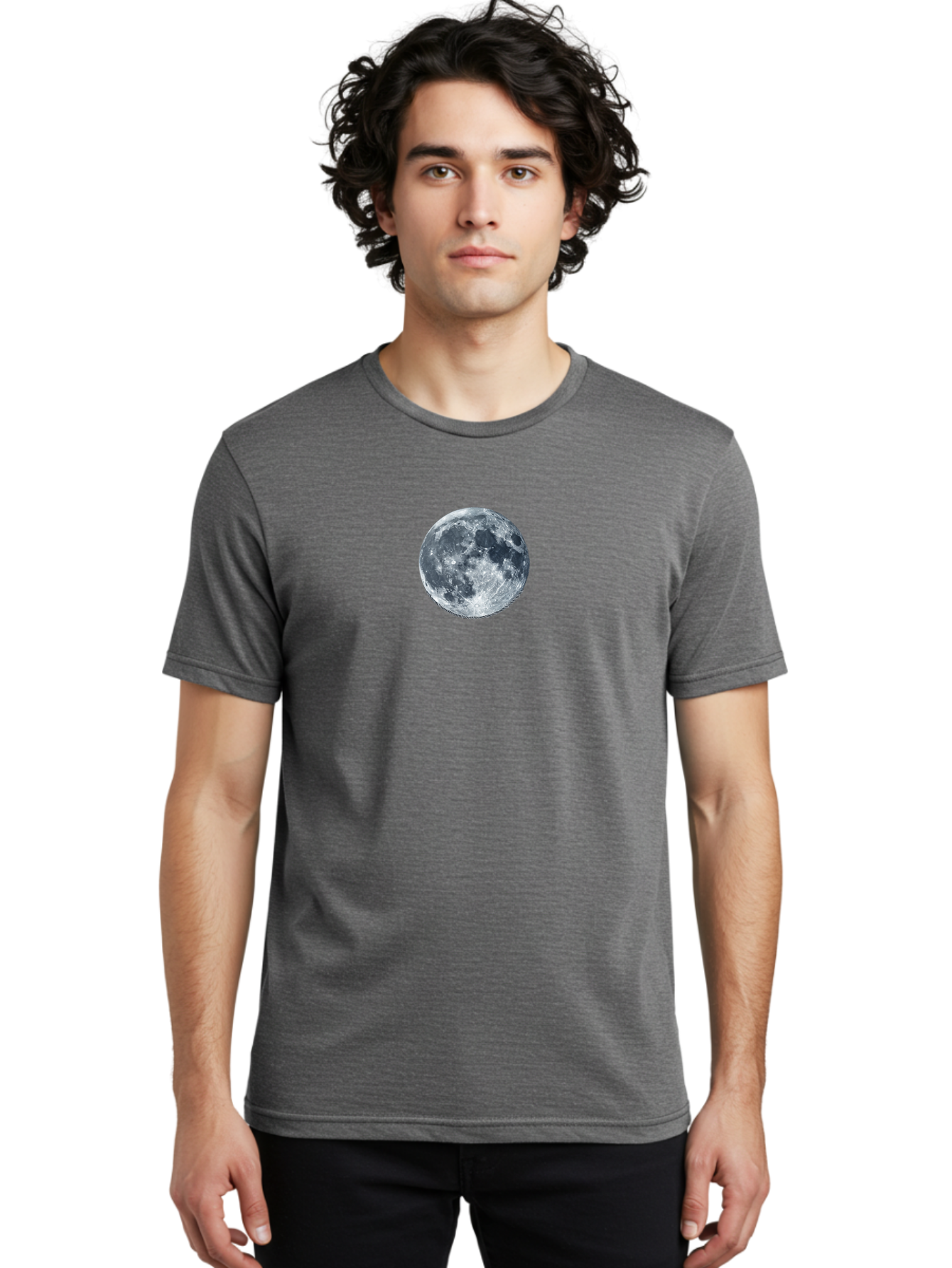 Moon Men'S Graphic Tee, 100% Cotton, Comfortable Casual Summer Wear, Machine Washable, Full Moon, Lunar Surface, Craters, Space, Astronomy, Night Sky, Celestial Body, Moonlight, Lunar Phases Bad337