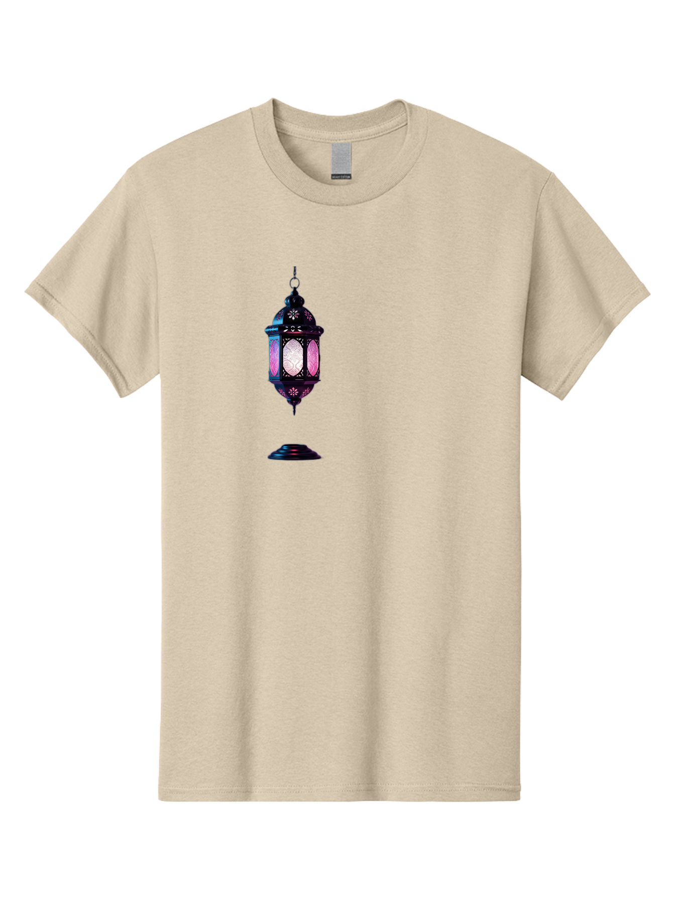 Moroccan-Lantern Men'S Graphic Tee, 100% Cotton, Comfortable Casual Summer Wear, Machine Washable, Islamic Lantern, Hanging Lamp, Intricate Design, Decorative Lighting, Cultural Symbol, Ramadan Decoration, Eid Celebration, Traditional Ornament Bad338
