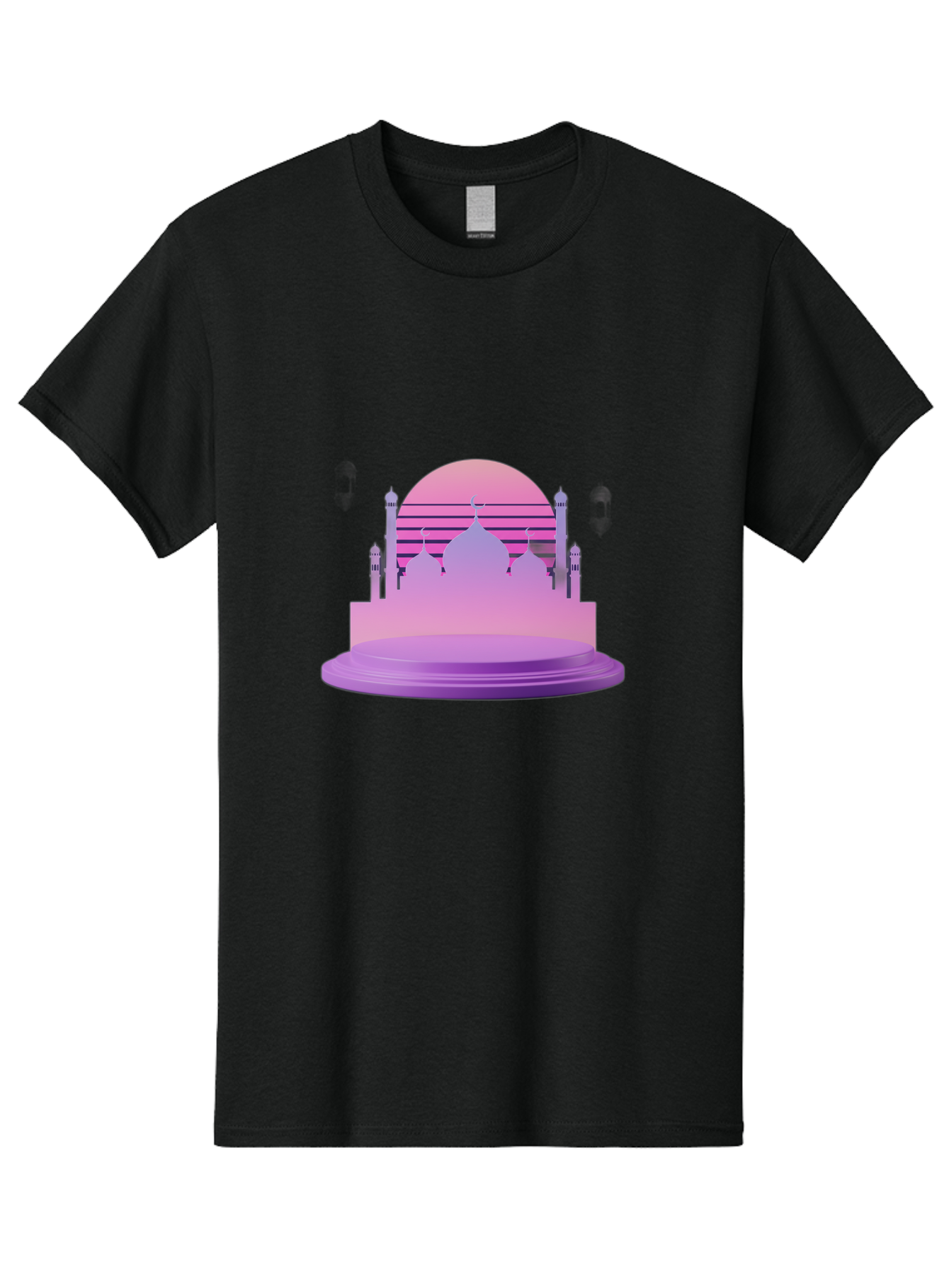 Mosque-Silhouette-1 Men'S Graphic Tee, 100% Cotton, Comfortable Casual Summer Wear, Machine Washable, Mosque Silhouette, Islamic Architecture, Cultural Heritage, Serene Atmosphere, Minimalist Design, Vibrant Colors, Peaceful Ambiance, Bad341