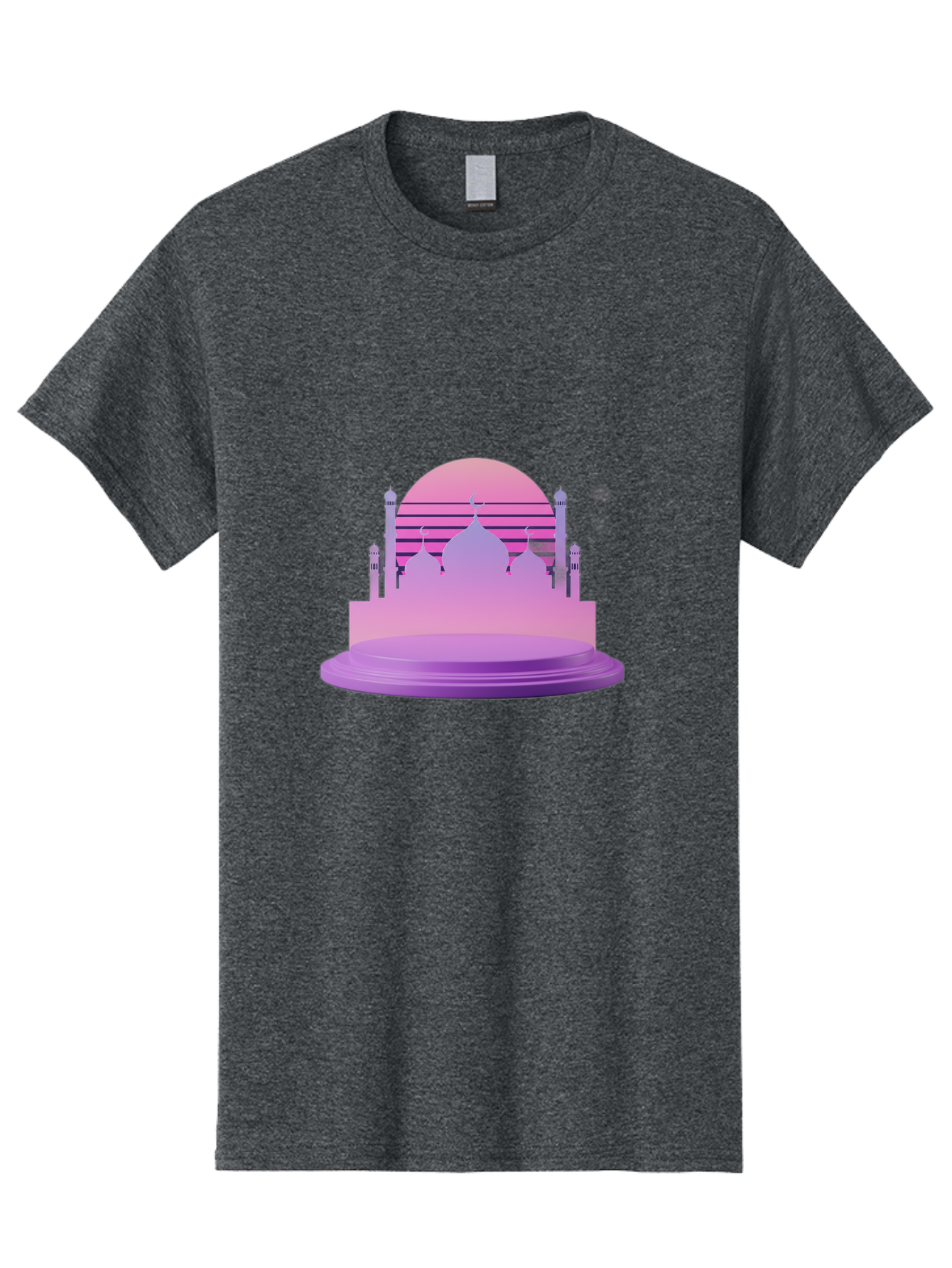 Mosque-Silhouette-1 Men'S Graphic Tee, 100% Cotton, Comfortable Casual Summer Wear, Machine Washable, Mosque Silhouette, Islamic Architecture, Cultural Heritage, Serene Atmosphere, Minimalist Design, Vibrant Colors, Peaceful Ambiance, Bad341