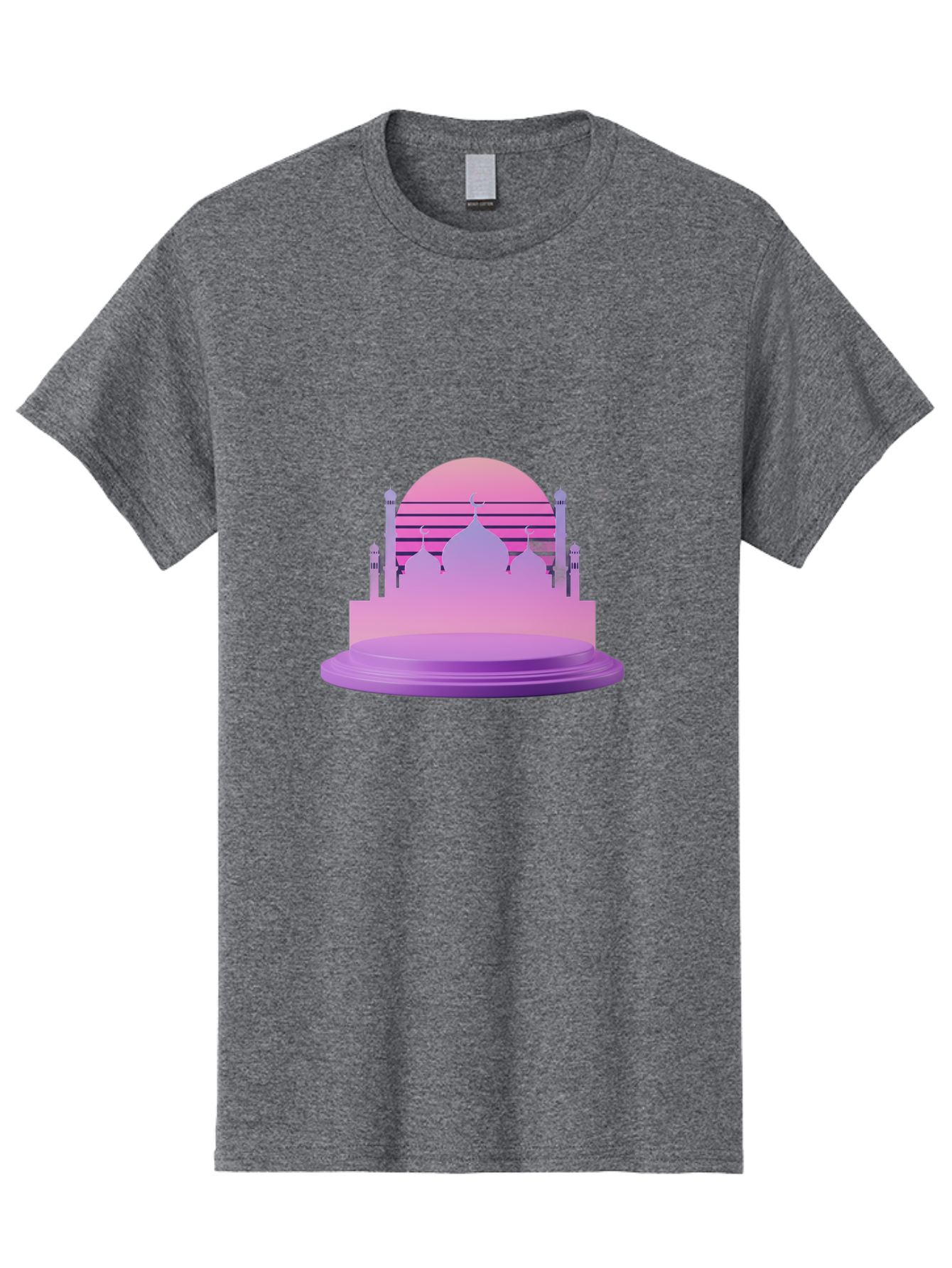 Mosque-Silhouette-1 Men'S Graphic Tee, 100% Cotton, Comfortable Casual Summer Wear, Machine Washable, Mosque Silhouette, Islamic Architecture, Cultural Heritage, Serene Atmosphere, Minimalist Design, Vibrant Colors, Peaceful Ambiance, Bad341