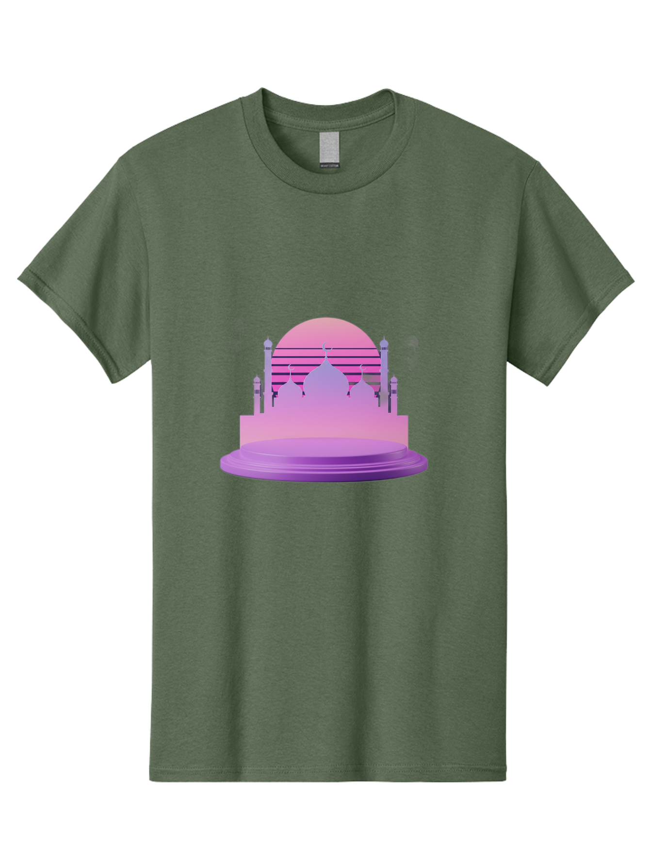 Mosque-Silhouette-1 Men'S Graphic Tee, 100% Cotton, Comfortable Casual Summer Wear, Machine Washable, Mosque Silhouette, Islamic Architecture, Cultural Heritage, Serene Atmosphere, Minimalist Design, Vibrant Colors, Peaceful Ambiance, Bad341