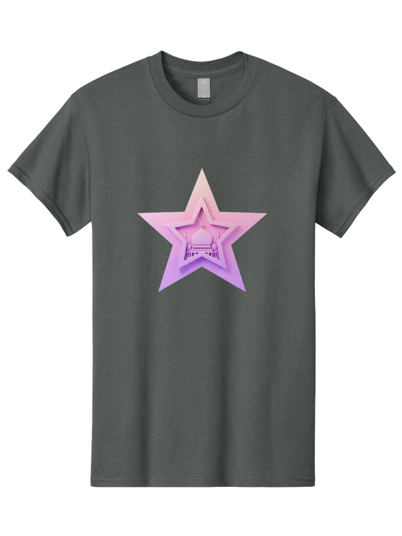 Mosque-Star Men'S Graphic Tee, 100% Cotton, Comfortable Casual Summer Wear, Machine Washable, Taj Mahal, Islamic Architecture, Pastel Colors, Star Shape, Religious Symbols, Cultural Heritage, Indian Monument, Sacred Building Bad343