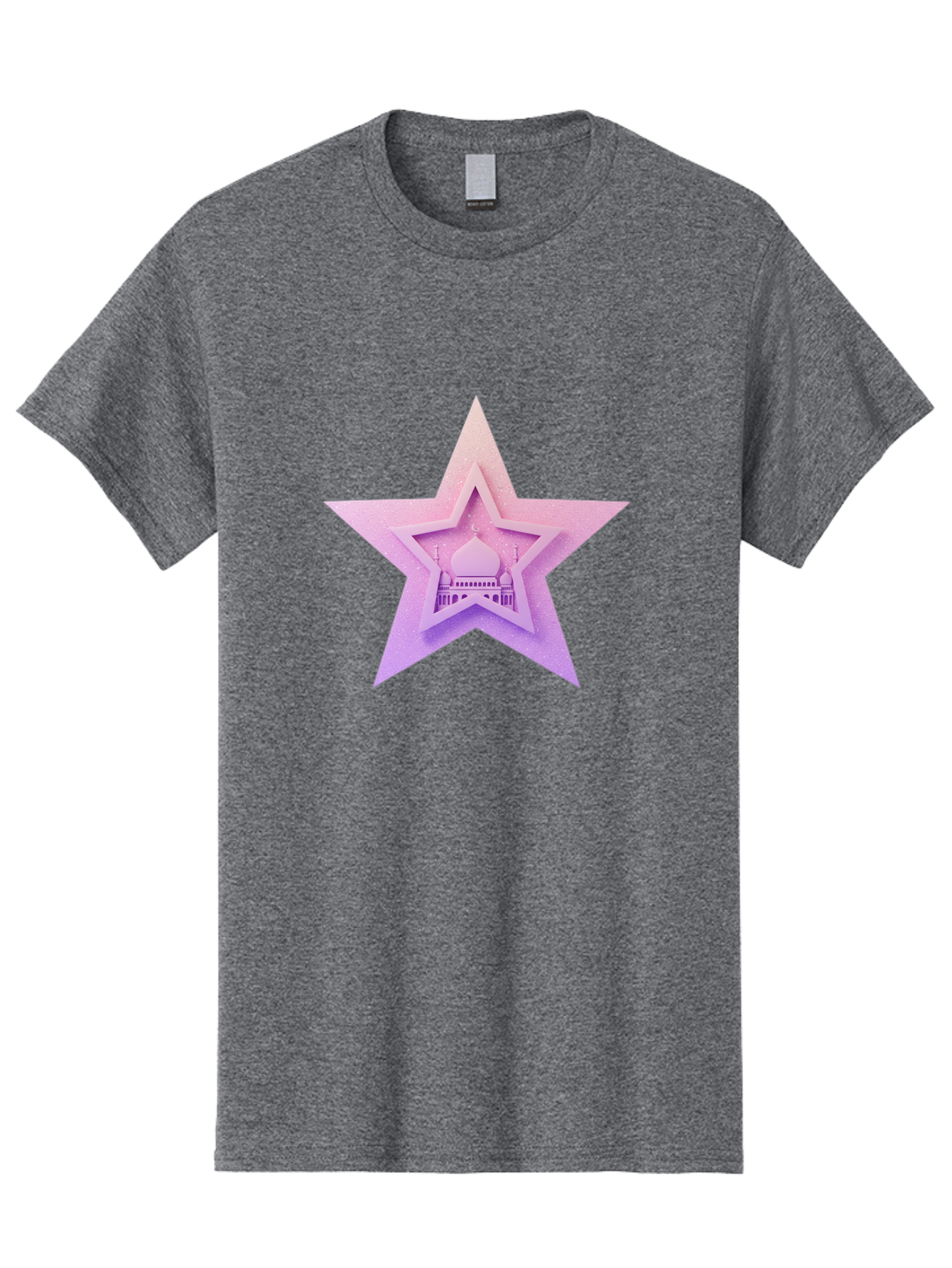 Mosque-Star Men'S Graphic Tee, 100% Cotton, Comfortable Casual Summer Wear, Machine Washable, Taj Mahal, Islamic Architecture, Pastel Colors, Star Shape, Religious Symbols, Cultural Heritage, Indian Monument, Sacred Building Bad343