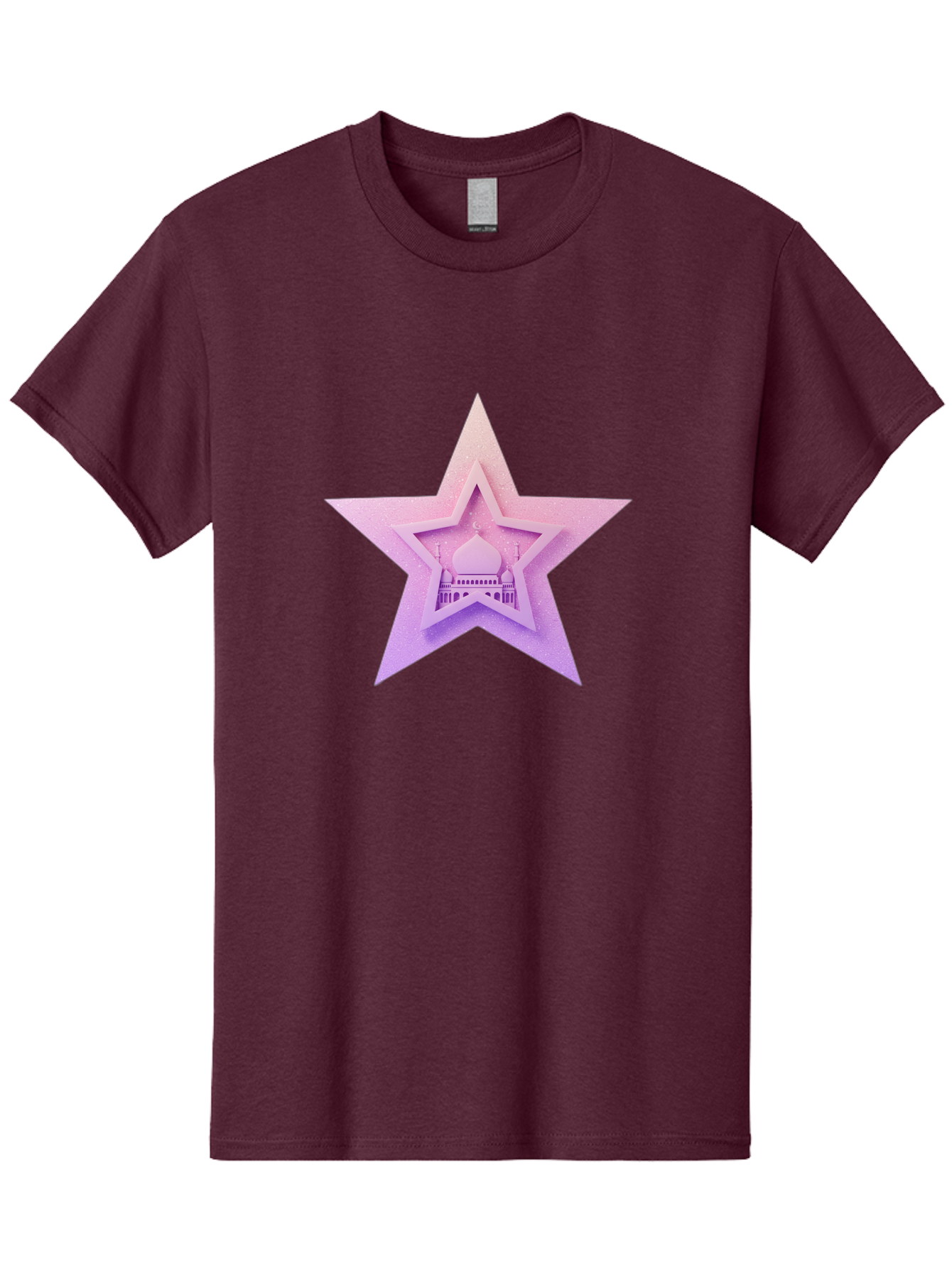 Mosque-Star Men'S Graphic Tee, 100% Cotton, Comfortable Casual Summer Wear, Machine Washable, Taj Mahal, Islamic Architecture, Pastel Colors, Star Shape, Religious Symbols, Cultural Heritage, Indian Monument, Sacred Building Bad343