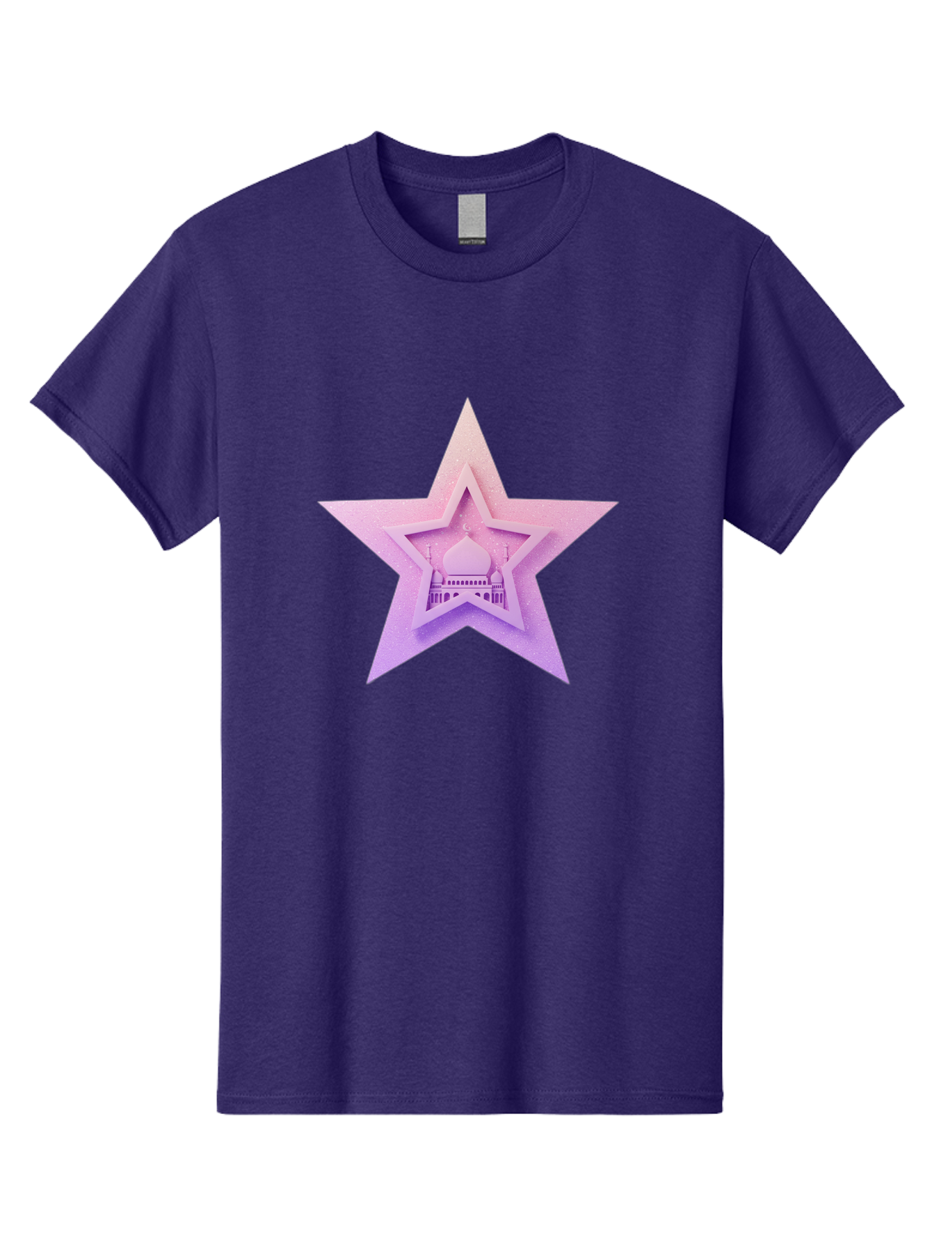 Mosque-Star Men'S Graphic Tee, 100% Cotton, Comfortable Casual Summer Wear, Machine Washable, Taj Mahal, Islamic Architecture, Pastel Colors, Star Shape, Religious Symbols, Cultural Heritage, Indian Monument, Sacred Building Bad343