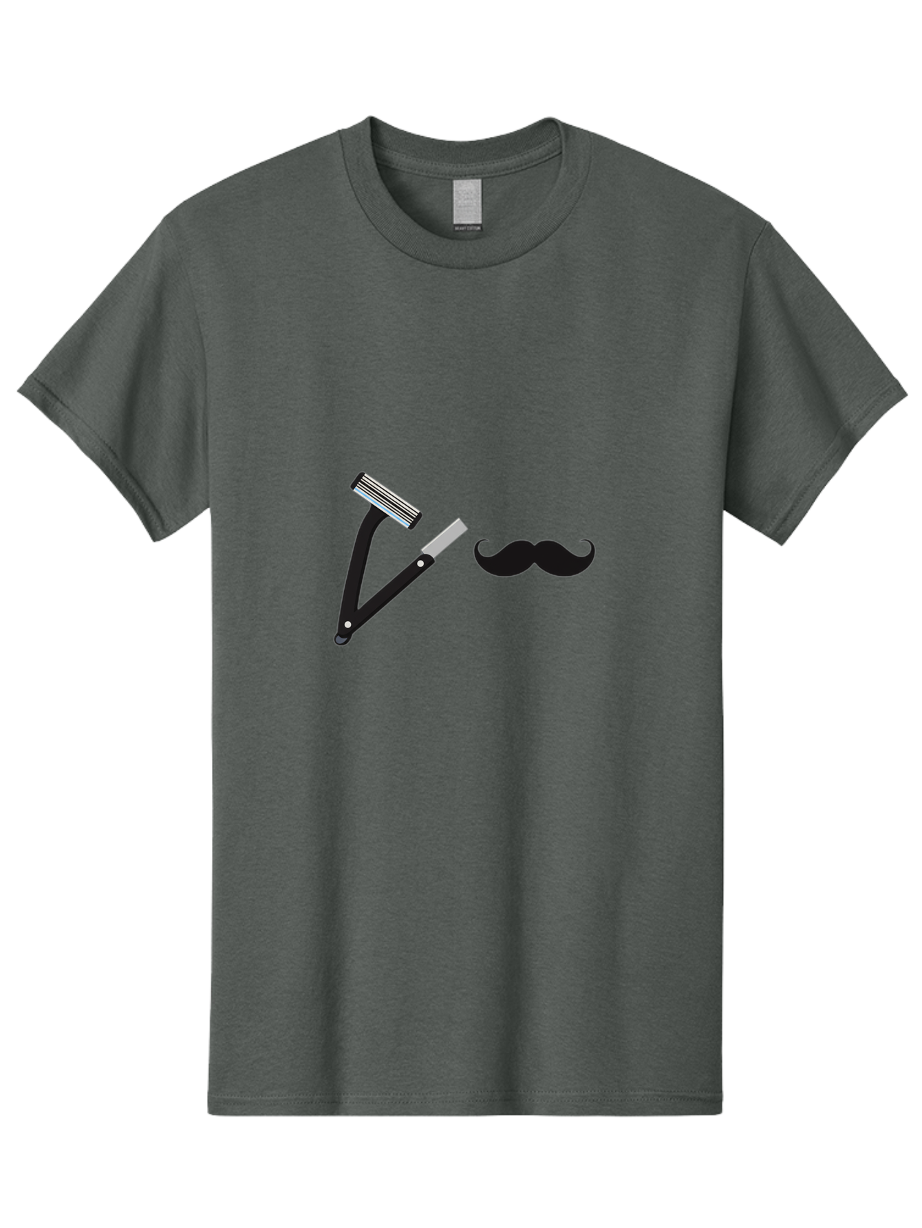 Mustache-Razor Men'S Graphic Tee, 100% Cotton, Comfortable Casual Summer Wear, Machine Washable, Straight Razor, Shaving Tools, Handlebar Mustache, Grooming, Men'S Grooming, Razor Blade, Facial Hair Bad349