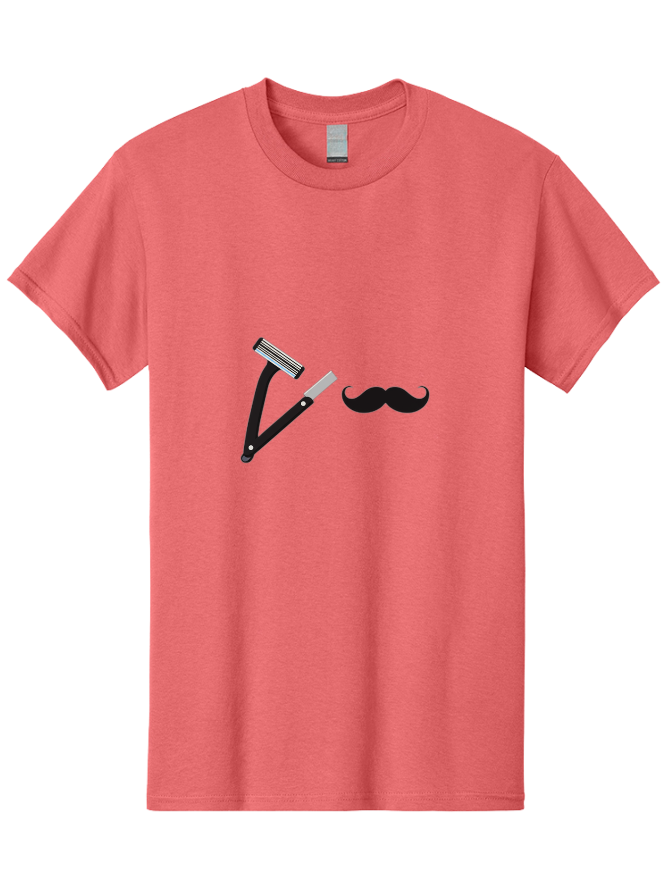 Mustache-Razor Men'S Graphic Tee, 100% Cotton, Comfortable Casual Summer Wear, Machine Washable, Straight Razor, Shaving Tools, Handlebar Mustache, Grooming, Men'S Grooming, Razor Blade, Facial Hair Bad349