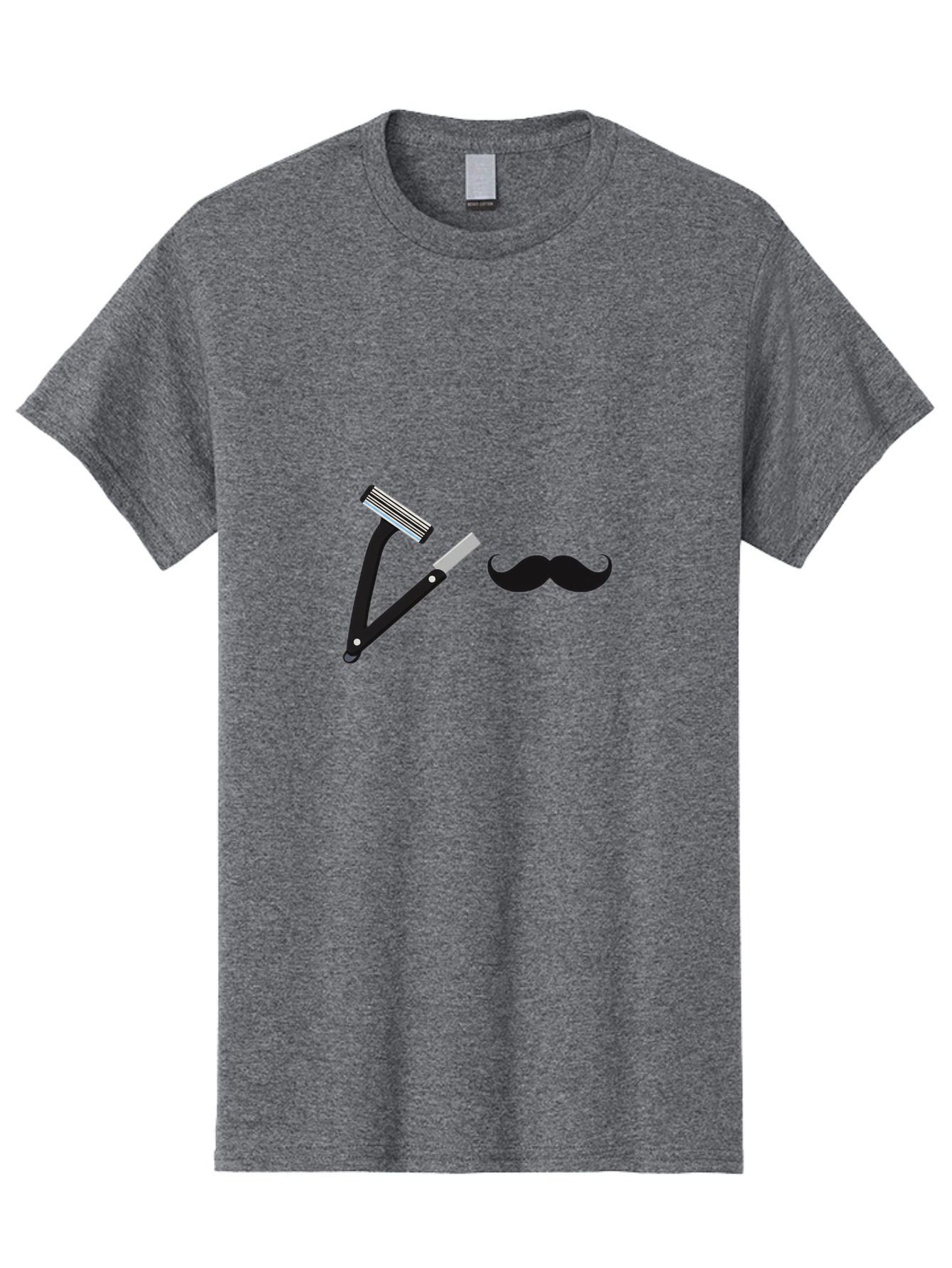 Mustache-Razor Men'S Graphic Tee, 100% Cotton, Comfortable Casual Summer Wear, Machine Washable, Straight Razor, Shaving Tools, Handlebar Mustache, Grooming, Men'S Grooming, Razor Blade, Facial Hair Bad349