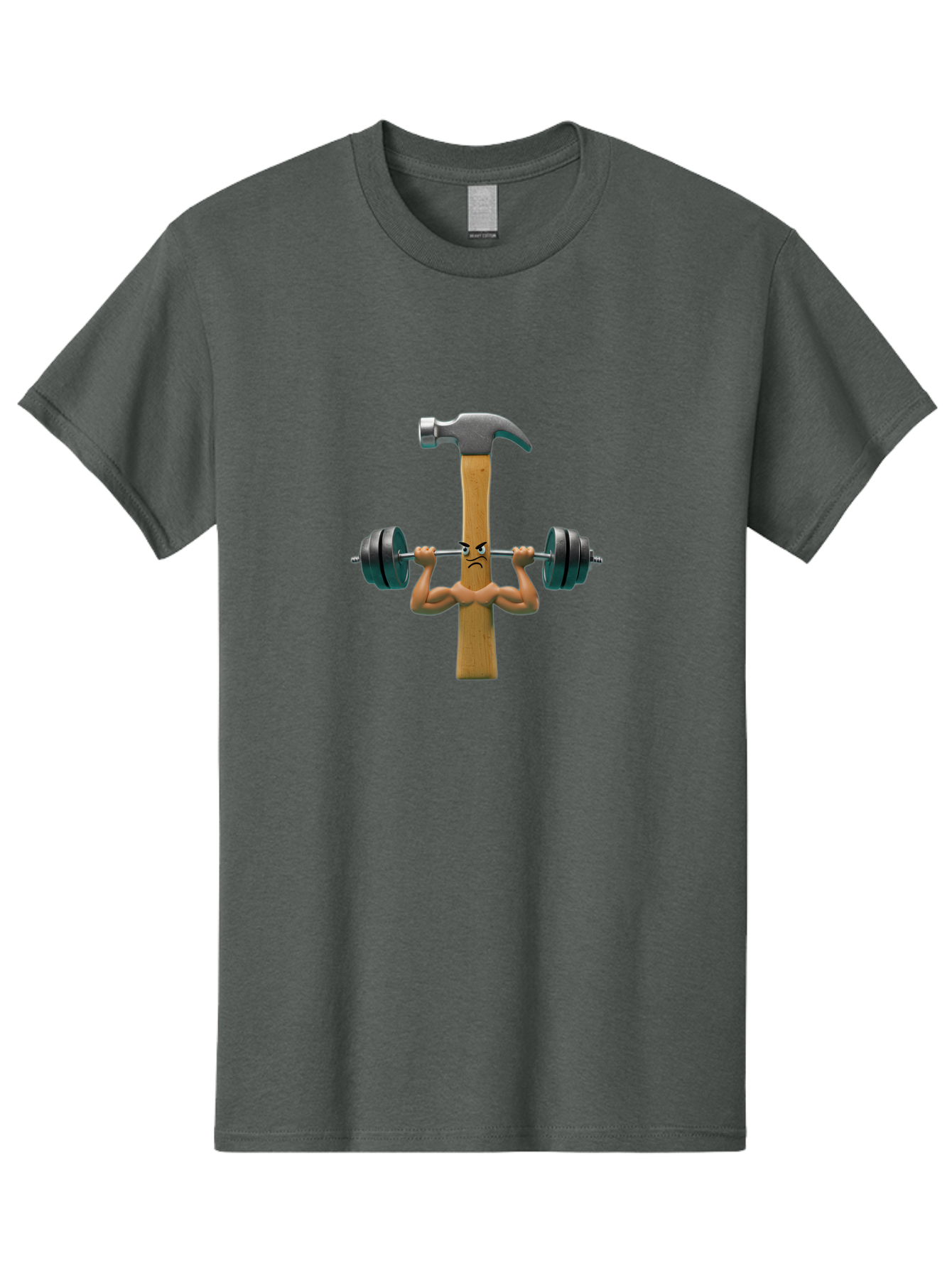 Nail-Weightlifting Men'S Graphic Tee, 100% Cotton, Comfortable Casual Summer Wear, Machine Washable, Nail Character, Weightlifting, Dumbbell, Strong Nail, Fitness, Muscular, Cartoon Character, Humorous, Comical, Funny, Nail With Muscles Bad352