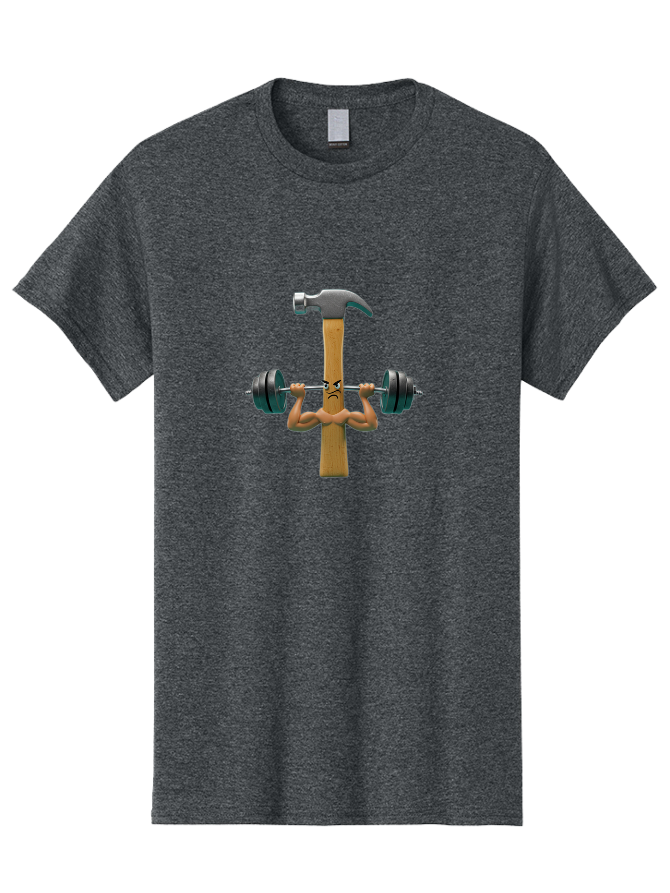 Nail-Weightlifting Men'S Graphic Tee, 100% Cotton, Comfortable Casual Summer Wear, Machine Washable, Nail Character, Weightlifting, Dumbbell, Strong Nail, Fitness, Muscular, Cartoon Character, Humorous, Comical, Funny, Nail With Muscles Bad352