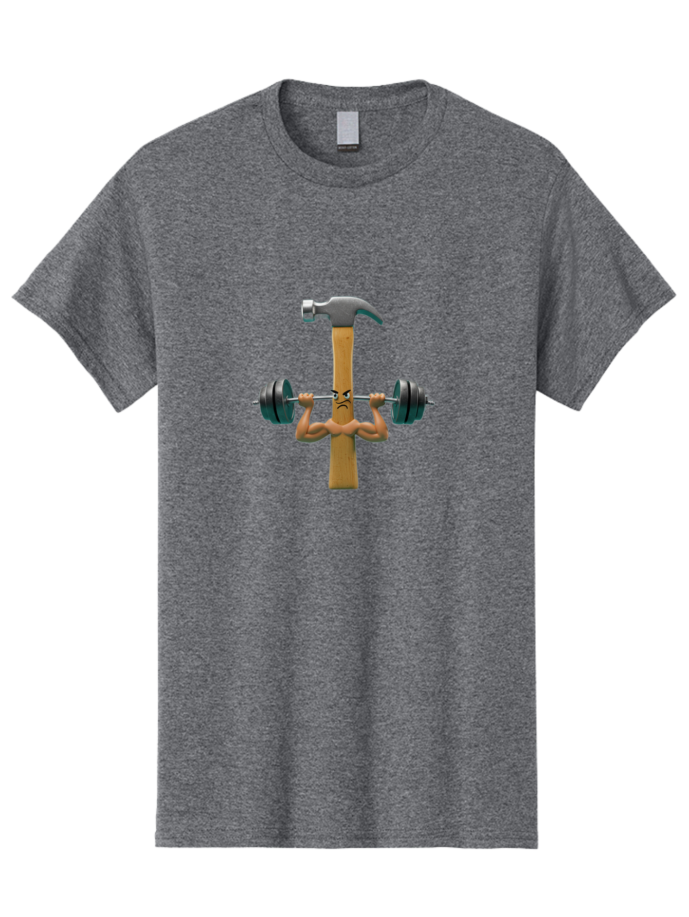 Nail-Weightlifting Men'S Graphic Tee, 100% Cotton, Comfortable Casual Summer Wear, Machine Washable, Nail Character, Weightlifting, Dumbbell, Strong Nail, Fitness, Muscular, Cartoon Character, Humorous, Comical, Funny, Nail With Muscles Bad352