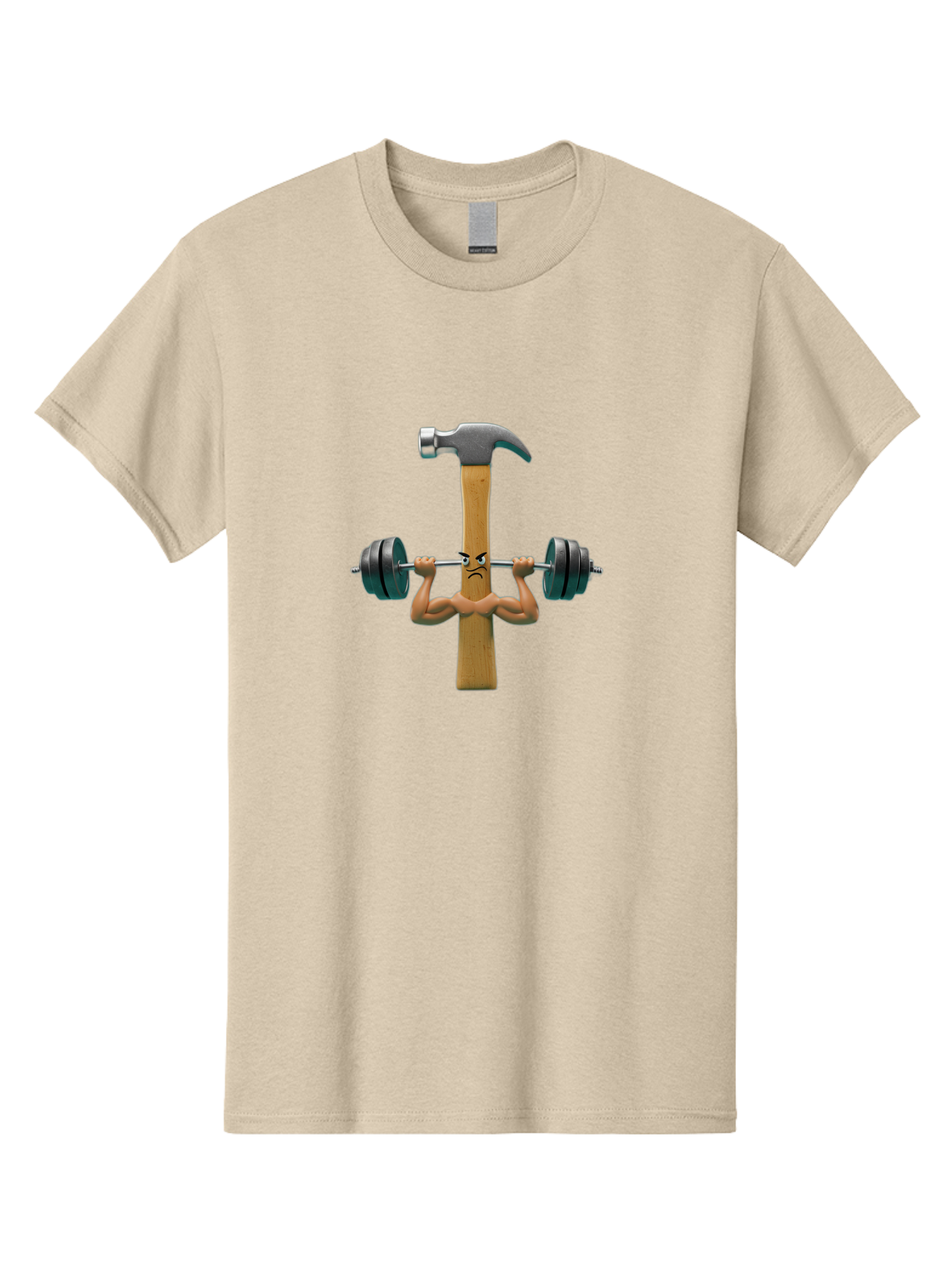 Nail-Weightlifting Men'S Graphic Tee, 100% Cotton, Comfortable Casual Summer Wear, Machine Washable, Nail Character, Weightlifting, Dumbbell, Strong Nail, Fitness, Muscular, Cartoon Character, Humorous, Comical, Funny, Nail With Muscles Bad352
