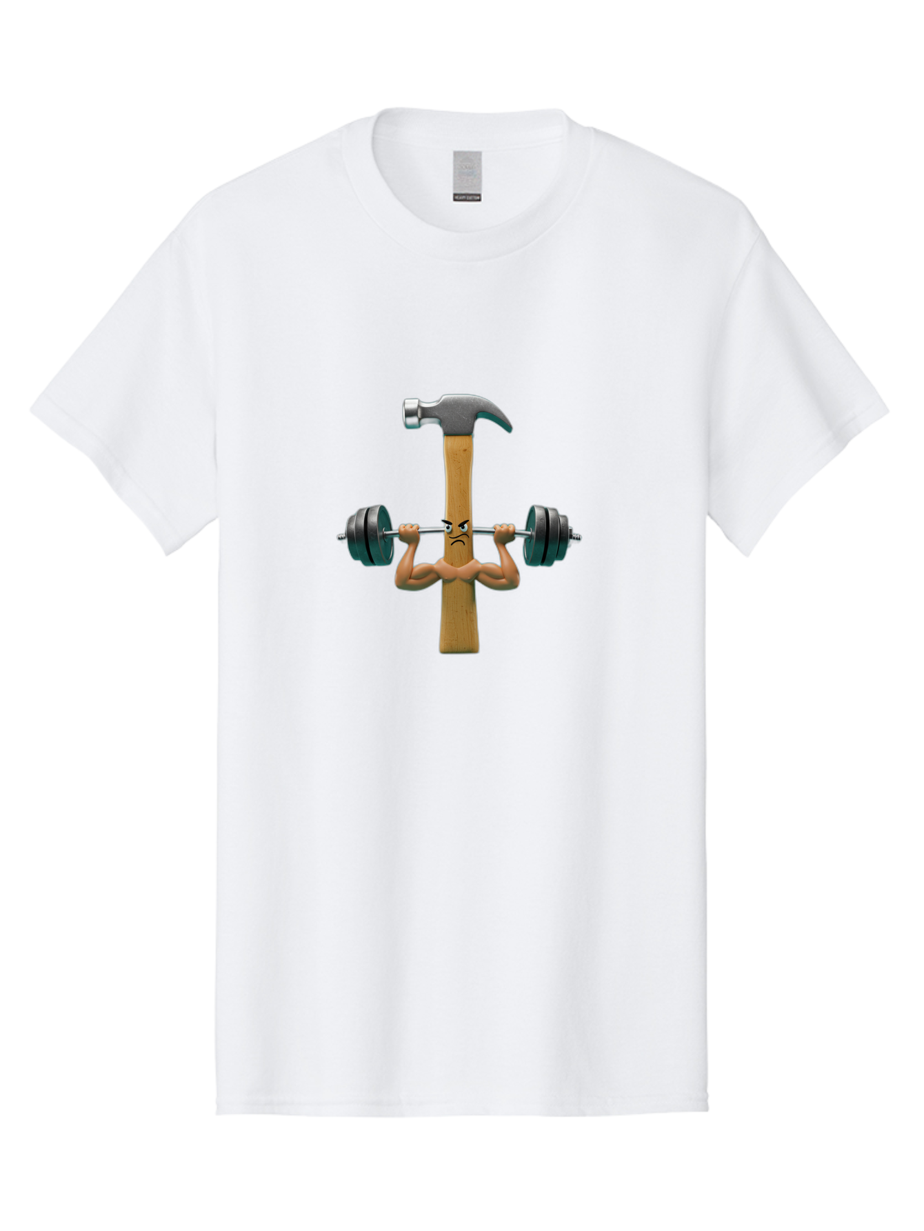 Nail-Weightlifting Men'S Graphic Tee, 100% Cotton, Comfortable Casual Summer Wear, Machine Washable, Nail Character, Weightlifting, Dumbbell, Strong Nail, Fitness, Muscular, Cartoon Character, Humorous, Comical, Funny, Nail With Muscles Bad352