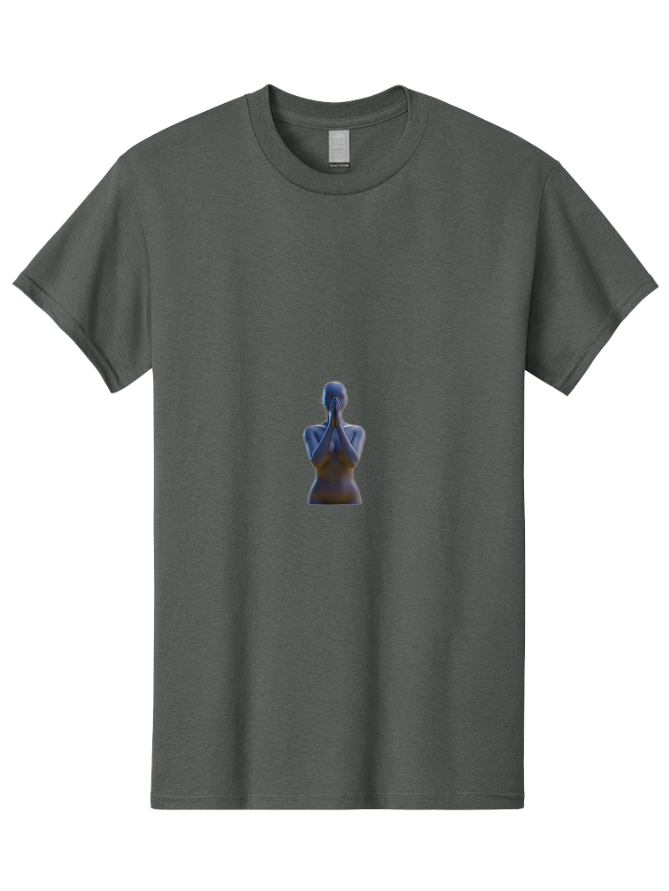 Namaste-Statue Men'S Graphic Tee, 100% Cotton, Comfortable Casual Summer Wear, Machine Washable, Mannequin Statue, Praying Pose, Hands Together, Minimalist Design, Gray Tone, Calm Atmosphere, Modern Art, Stillness, Contemplation Bad354