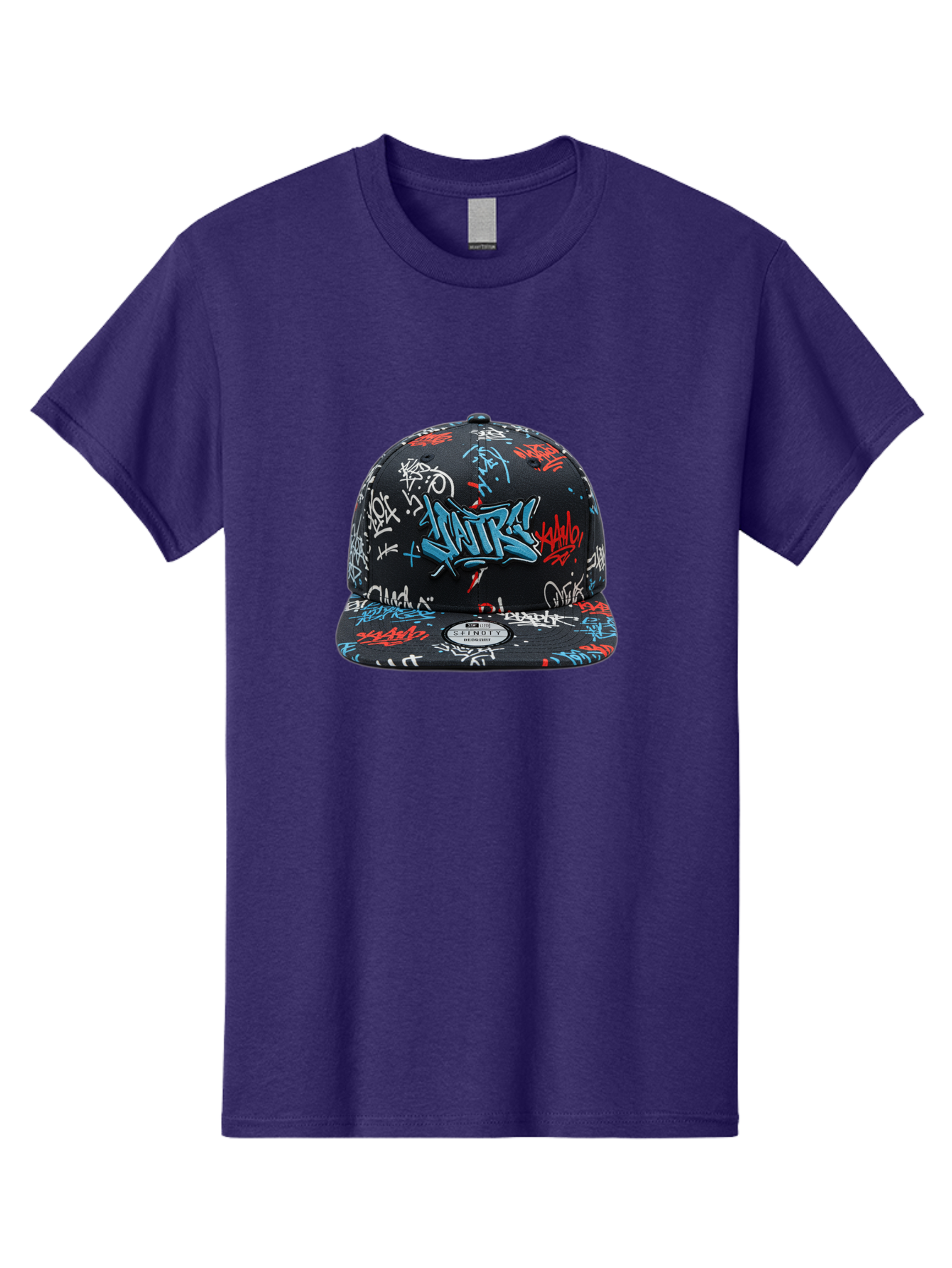 Natre-Baseball-Cap Men'S Graphic Tee, 100% Cotton, Comfortable Casual Summer Wear, Machine Washable, Graffiti Hat, Streetwear Fashion, Urban Style, Custom Hat, Baseball Cap, New Era 59Fifty, Natre Logo, Blue Red White Graffiti, Bad355