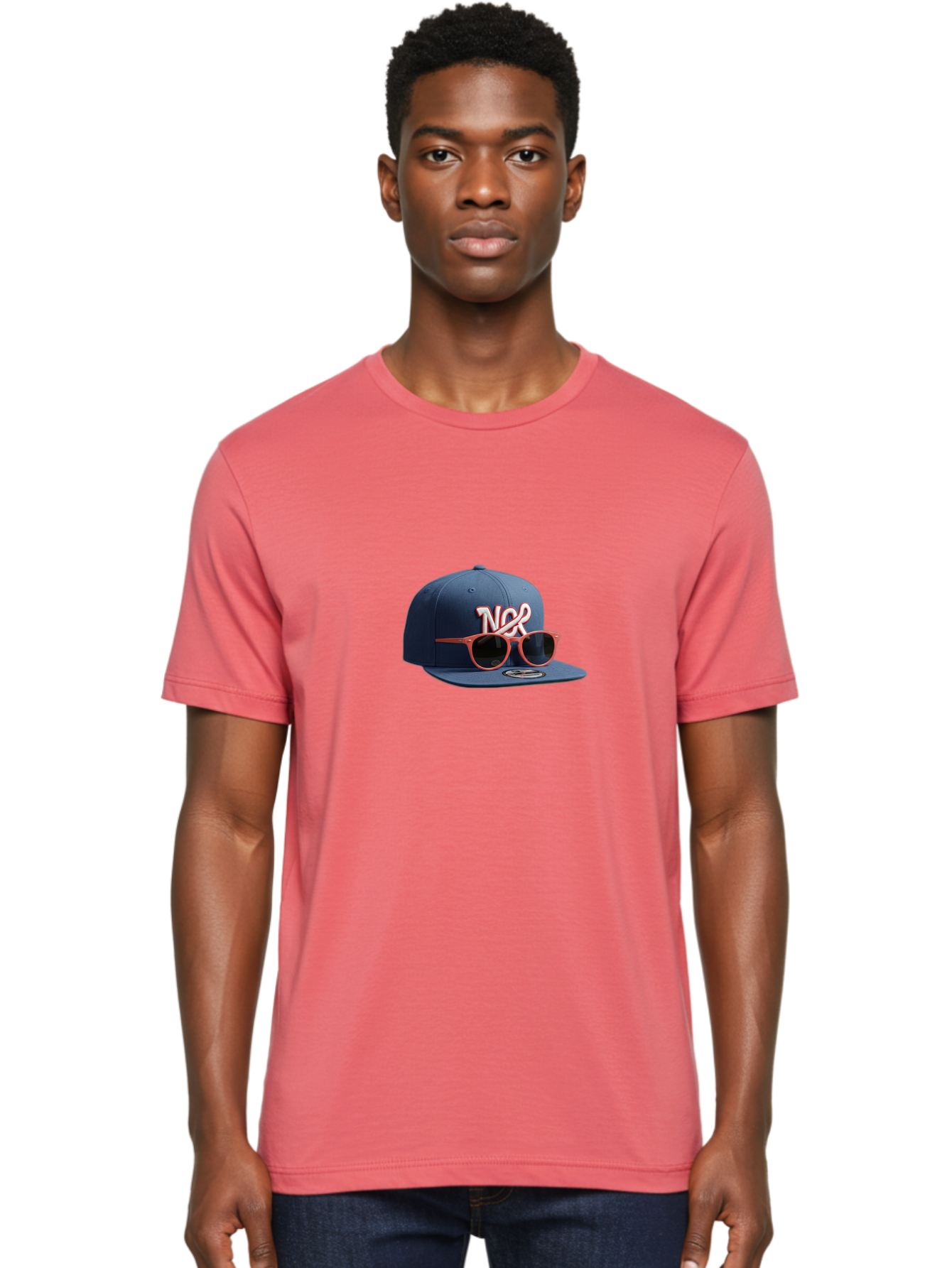 Ncr-Baseball-Cap Men'S Graphic Tee, 100% Cotton, Comfortable Casual Summer Wear, Machine Washable, Baseball Cap, Ncr Logo, Sunglasses On Hat, Red Frames, Dark Lenses, New Era Cap, Fashion Accessory, Streetwear Style, Casual Wear, Trendy Hat Bad358