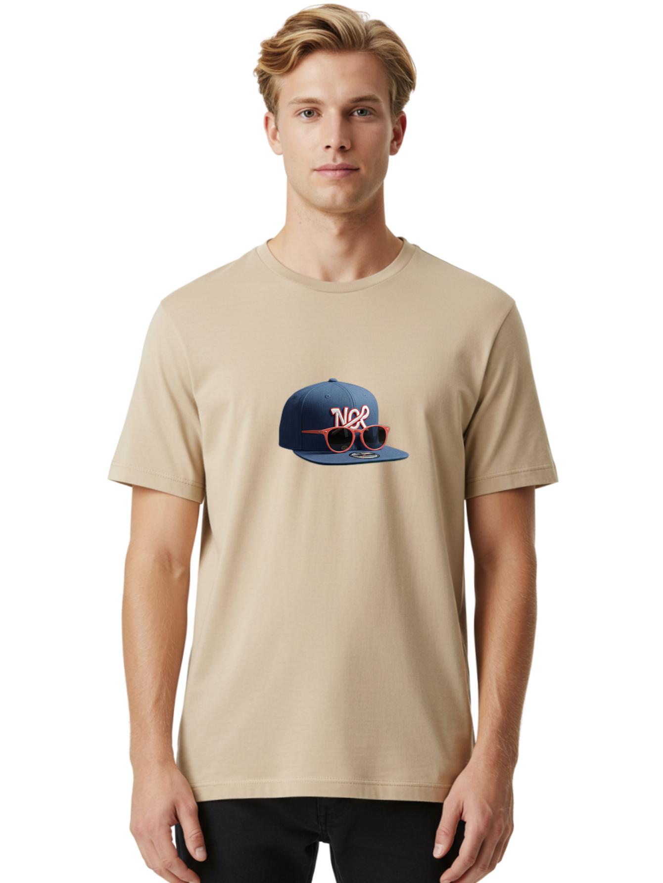 Ncr-Baseball-Cap Men'S Graphic Tee, 100% Cotton, Comfortable Casual Summer Wear, Machine Washable, Baseball Cap, Ncr Logo, Sunglasses On Hat, Red Frames, Dark Lenses, New Era Cap, Fashion Accessory, Streetwear Style, Casual Wear, Trendy Hat Bad358