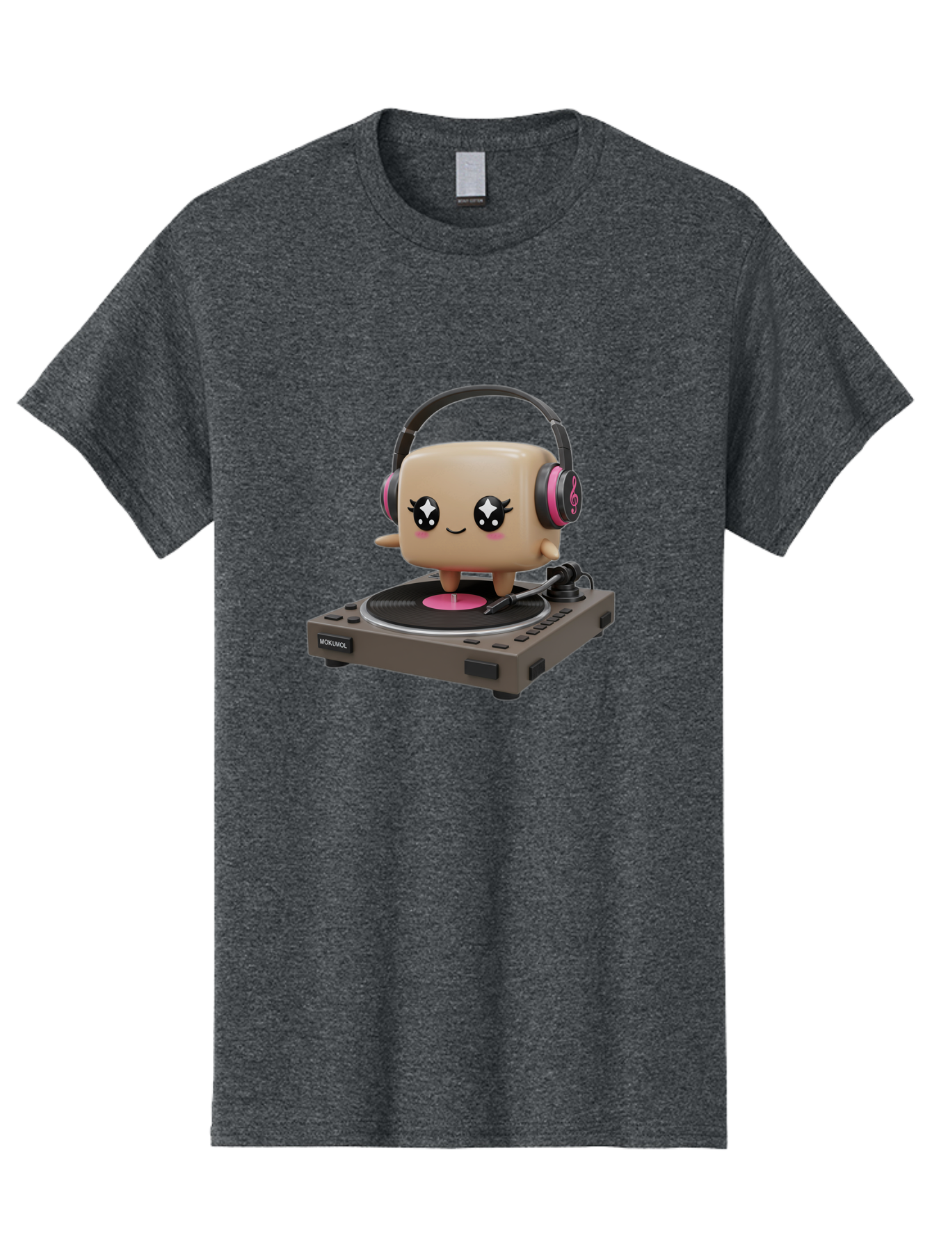 Nendoroid-Dj Men'S Graphic Tee, 100% Cotton, Comfortable Casual Summer Wear, Machine Washable, Vinyl Record Player, Kawaii Character, Robot Dj, Morikoki Brand, Cute Illustration, Pop Culture, Music Lover, Dj Equipment, Retro Style, Fun Design Bad359