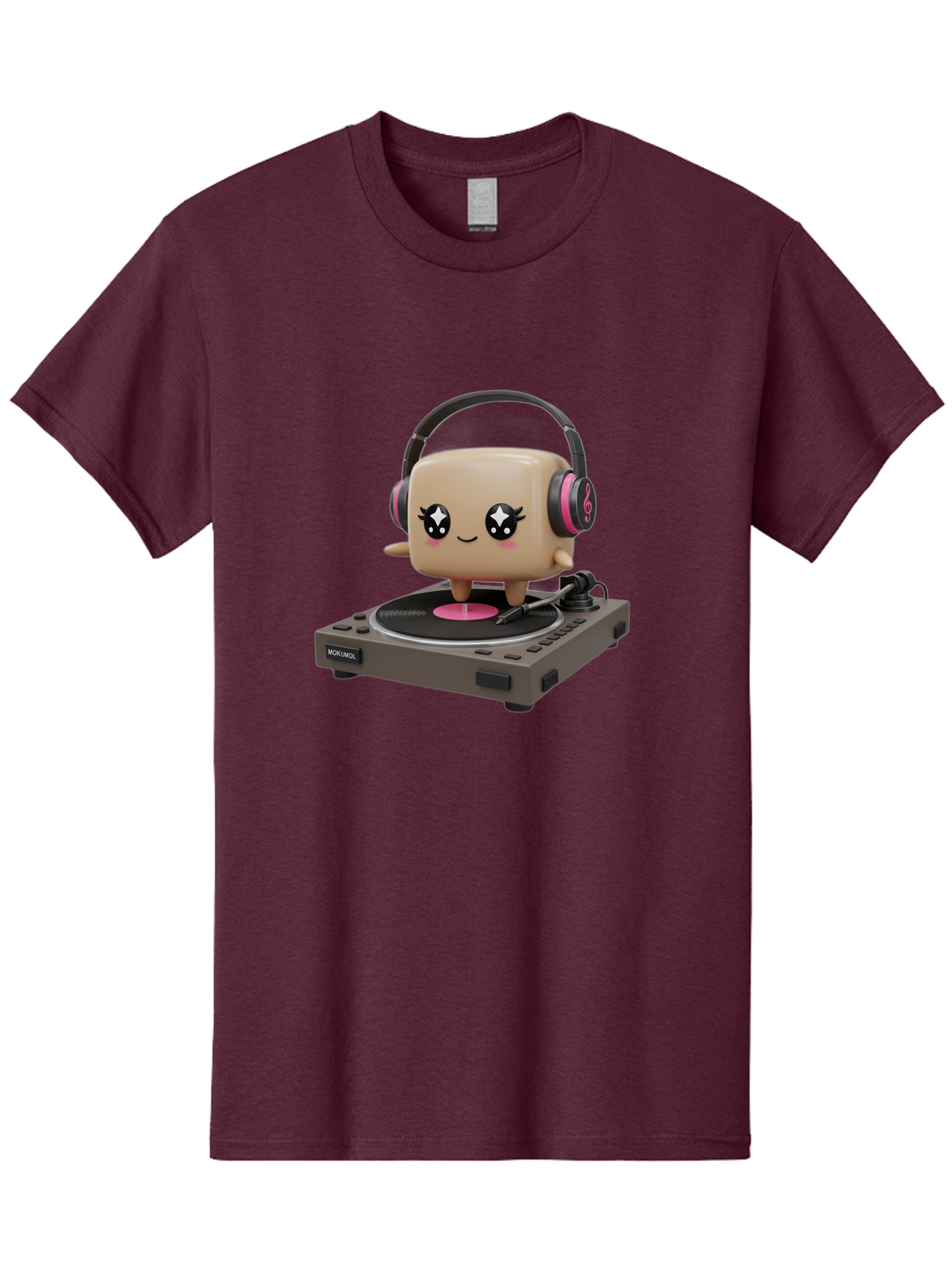 Nendoroid-Dj Men'S Graphic Tee, 100% Cotton, Comfortable Casual Summer Wear, Machine Washable, Vinyl Record Player, Kawaii Character, Robot Dj, Morikoki Brand, Cute Illustration, Pop Culture, Music Lover, Dj Equipment, Retro Style, Fun Design Bad359