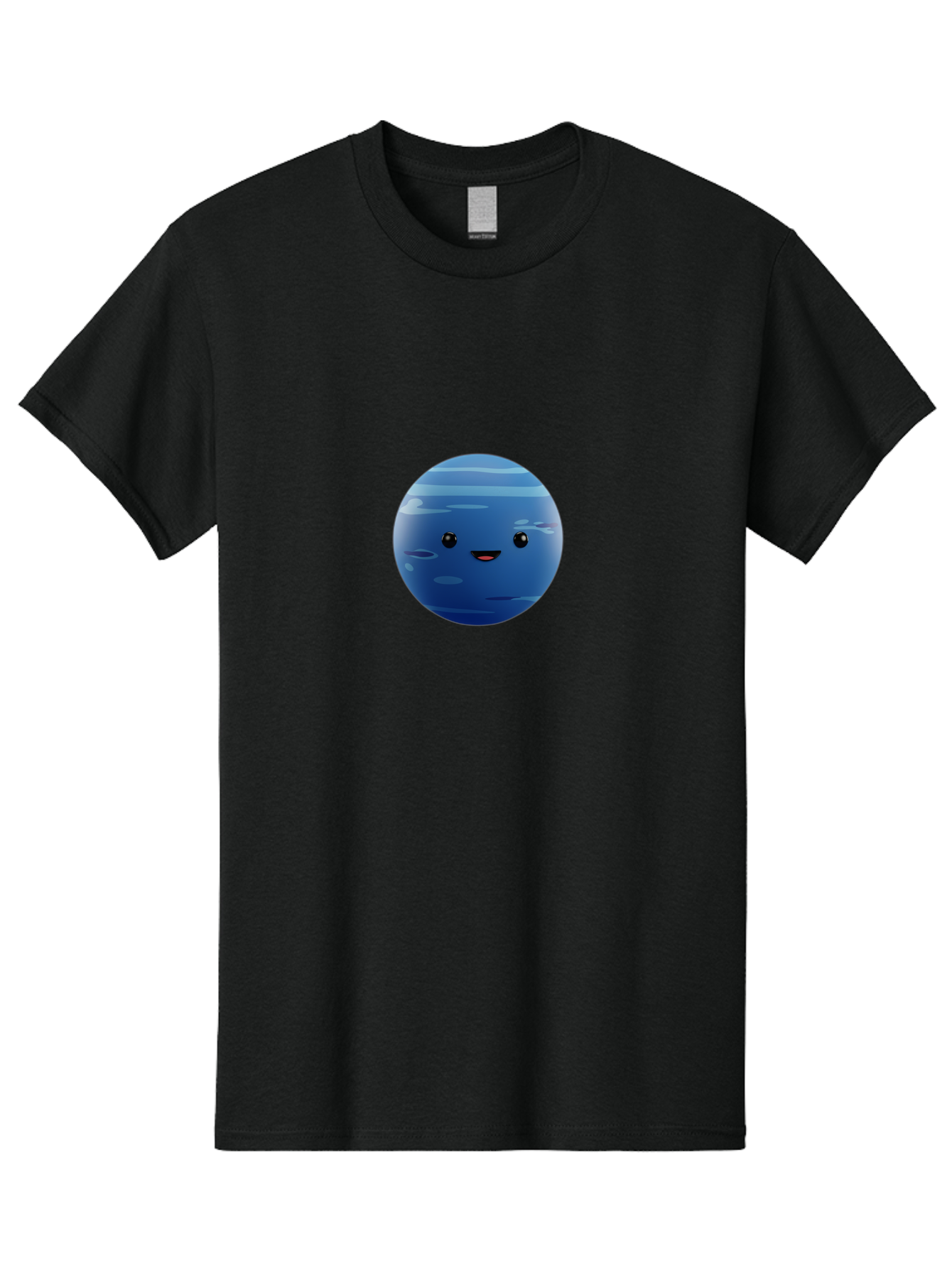 Neptune Men'S Graphic Tee, 100% Cotton, Comfortable Casual Summer Wear, Machine Washable, Cartoon Neptune, Smiling Planet, Blue Planet, Gas Giant, Solar System, Cartoon Character, Astronomy, Space Bad362