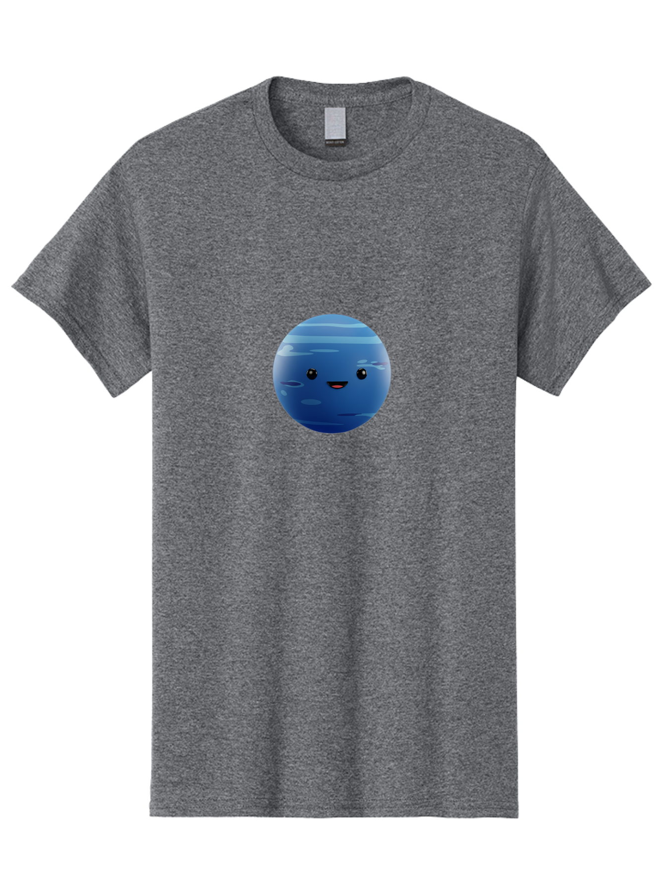 Neptune Men'S Graphic Tee, 100% Cotton, Comfortable Casual Summer Wear, Machine Washable, Cartoon Neptune, Smiling Planet, Blue Planet, Gas Giant, Solar System, Cartoon Character, Astronomy, Space Bad362