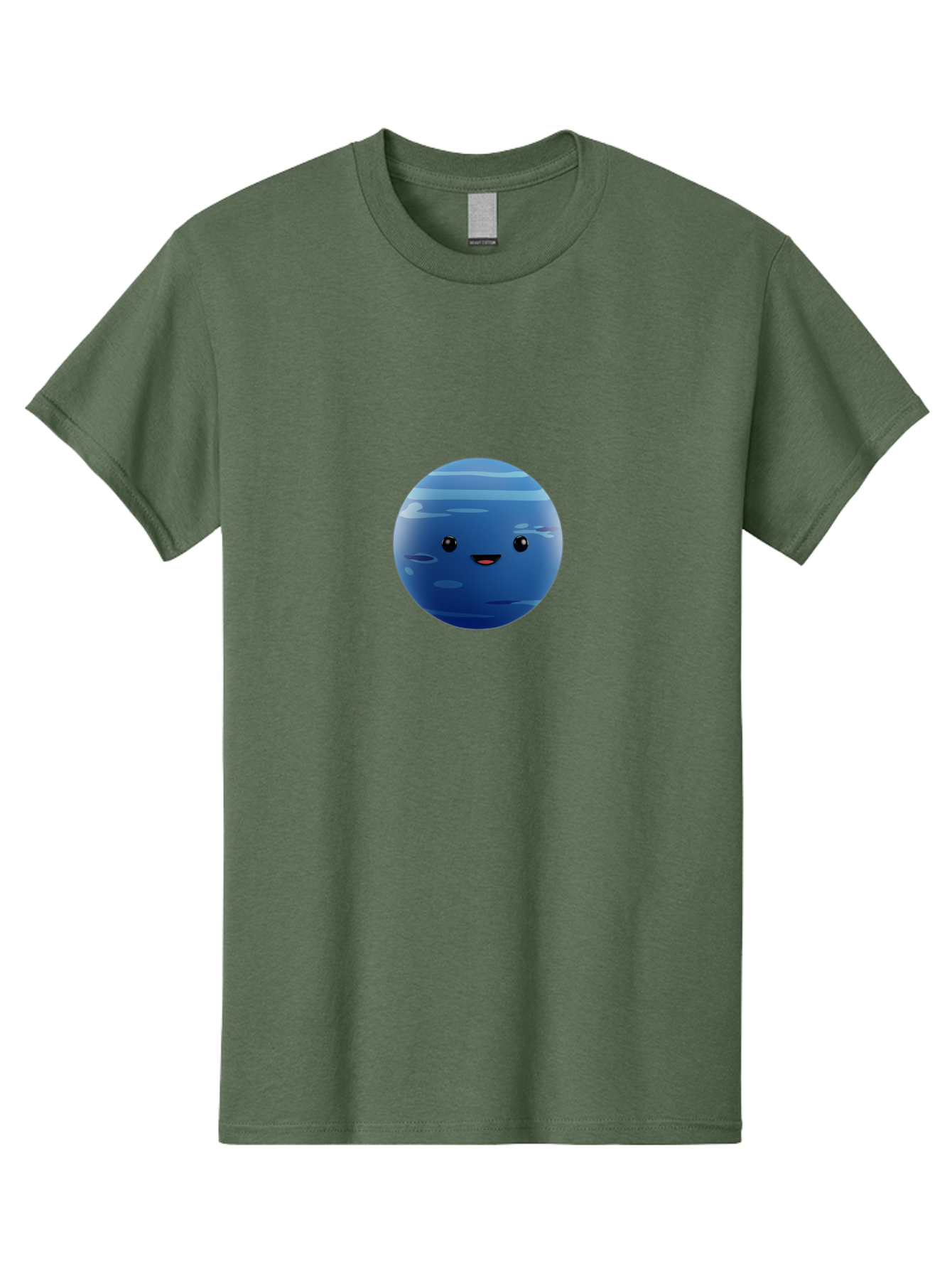 Neptune Men'S Graphic Tee, 100% Cotton, Comfortable Casual Summer Wear, Machine Washable, Cartoon Neptune, Smiling Planet, Blue Planet, Gas Giant, Solar System, Cartoon Character, Astronomy, Space Bad362