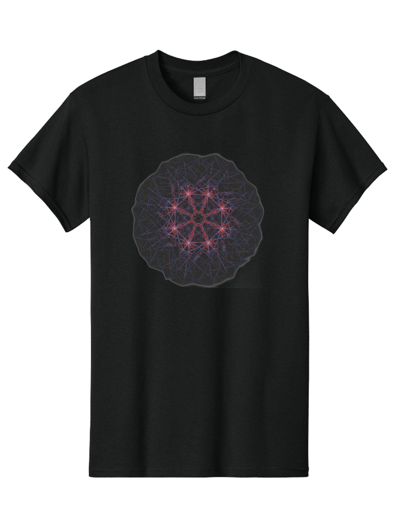 Network-Cluster Men'S Graphic Tee, 100% Cotton, Comfortable Casual Summer Wear, Machine Washable, Complex Network, Interconnected Nodes, Red And Blue Lines, Futuristic Design, Abstract Pattern, Web-Like Structure, Technological Innovation, Bad363