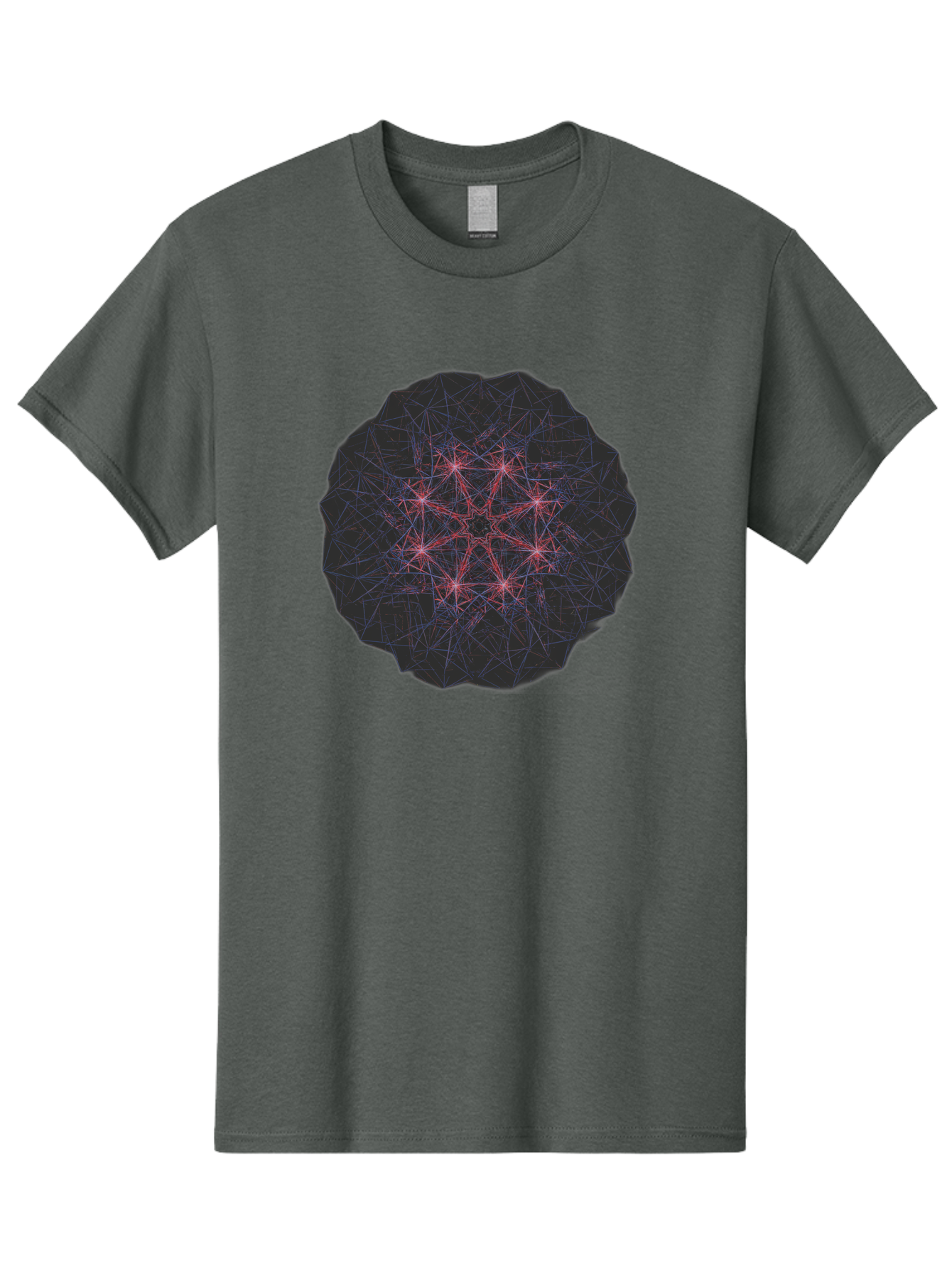 Network-Cluster Men'S Graphic Tee, 100% Cotton, Comfortable Casual Summer Wear, Machine Washable, Complex Network, Interconnected Nodes, Red And Blue Lines, Futuristic Design, Abstract Pattern, Web-Like Structure, Technological Innovation, Bad363