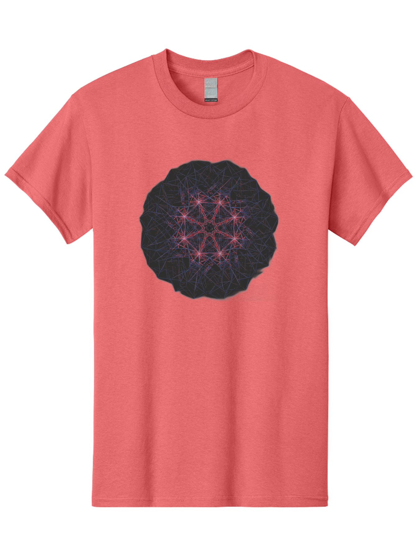 Network-Cluster Men'S Graphic Tee, 100% Cotton, Comfortable Casual Summer Wear, Machine Washable, Complex Network, Interconnected Nodes, Red And Blue Lines, Futuristic Design, Abstract Pattern, Web-Like Structure, Technological Innovation, Bad363