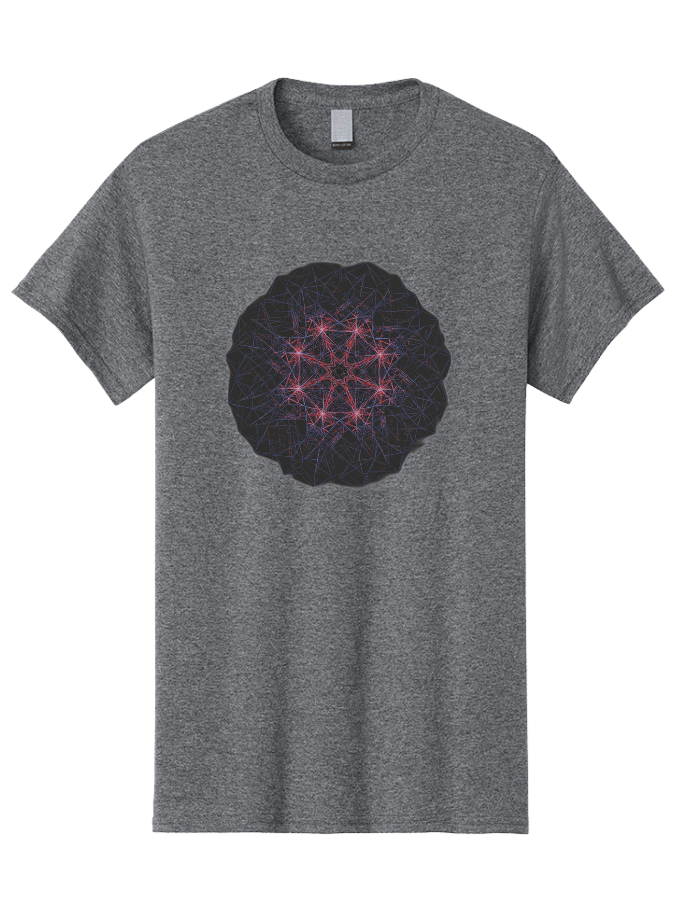 Network-Cluster Men'S Graphic Tee, 100% Cotton, Comfortable Casual Summer Wear, Machine Washable, Complex Network, Interconnected Nodes, Red And Blue Lines, Futuristic Design, Abstract Pattern, Web-Like Structure, Technological Innovation, Bad363