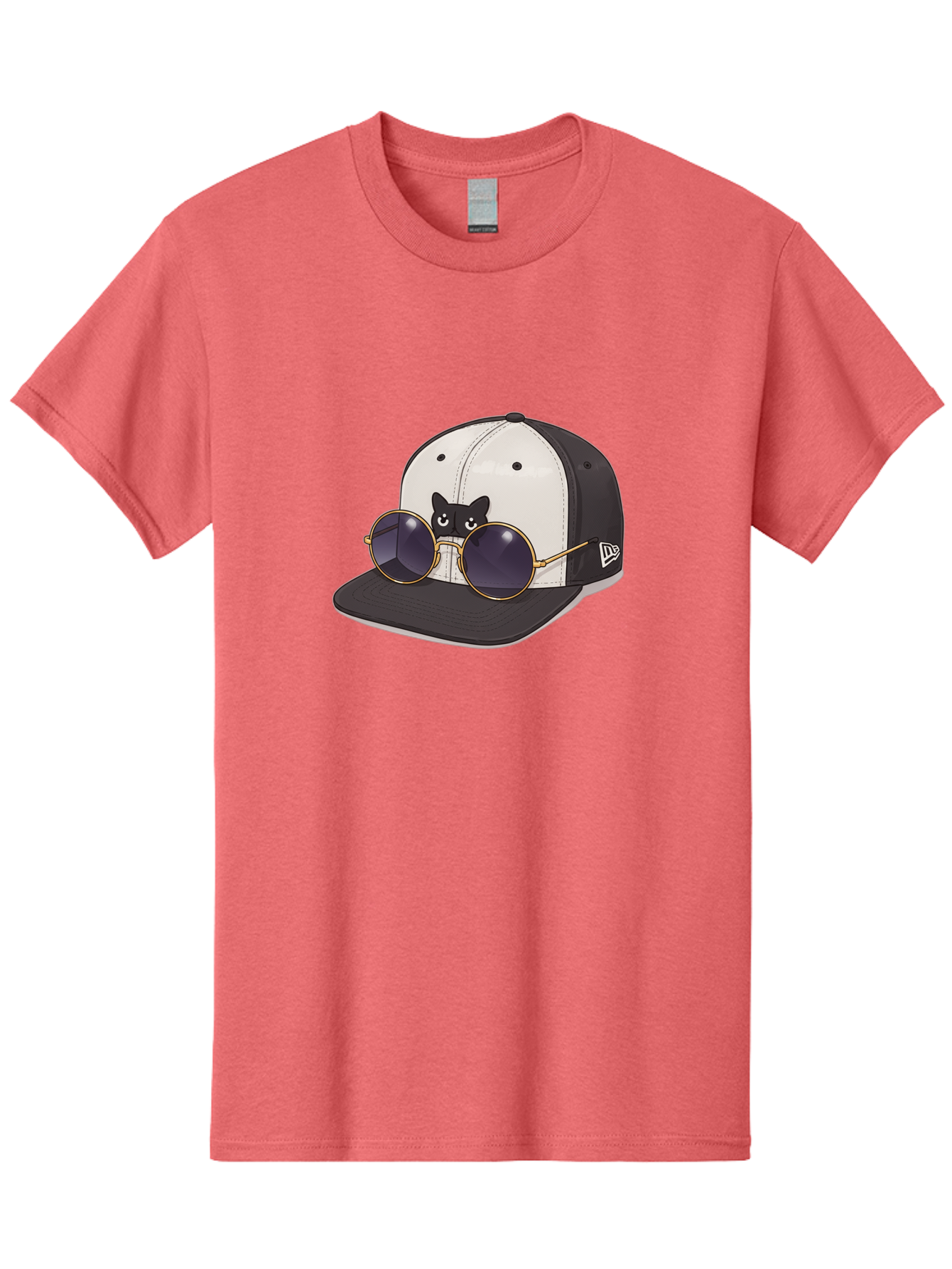 New-Era-Baseball-Cap Men'S Graphic Tee, 100% Cotton, Comfortable Casual Summer Wear, Machine Washable, Black And White Baseball Cap, New Era Logo, Cool Cat Design, Gold Aviator Sunglasses, Trendy Fashion Accessory, Stylish Hat, Bad365