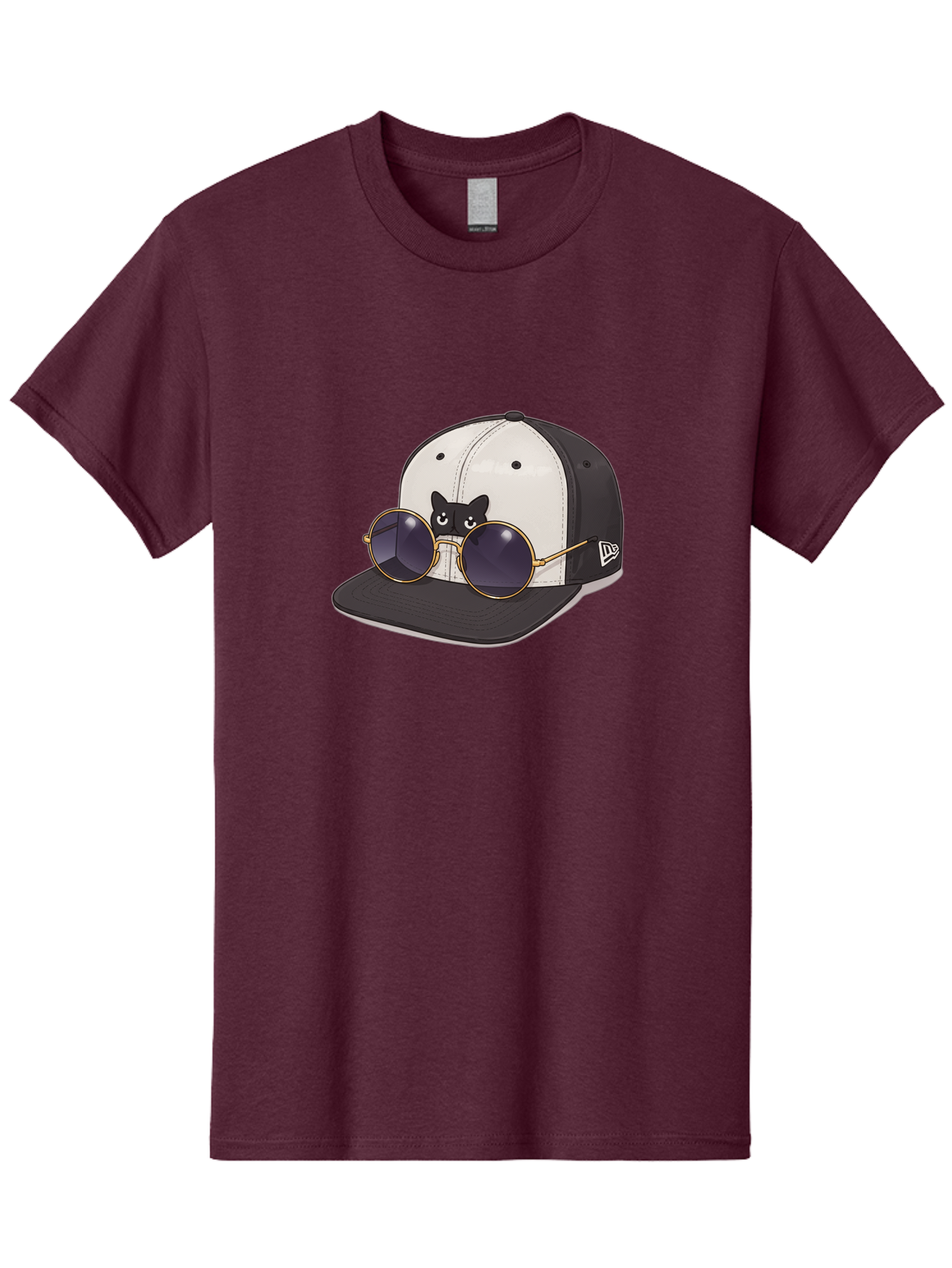 New-Era-Baseball-Cap Men'S Graphic Tee, 100% Cotton, Comfortable Casual Summer Wear, Machine Washable, Black And White Baseball Cap, New Era Logo, Cool Cat Design, Gold Aviator Sunglasses, Trendy Fashion Accessory, Stylish Hat, Bad365